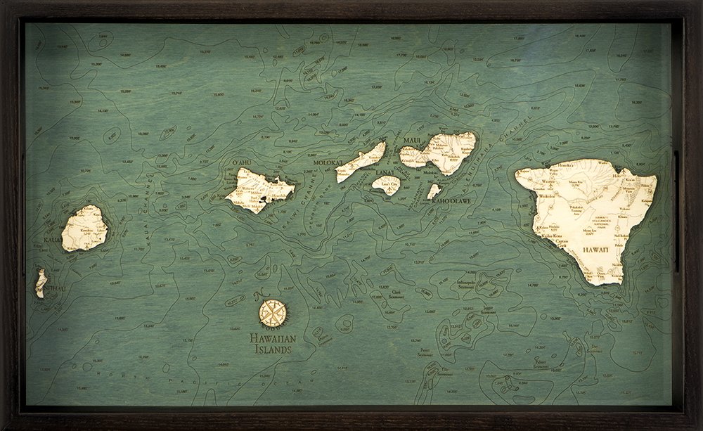 Hawaiian Islands Bamboo Serving Tray 20x13 Inches - Tropical Party Platter for Beach Picnics, Luau Decor & Outdoor Entertaining