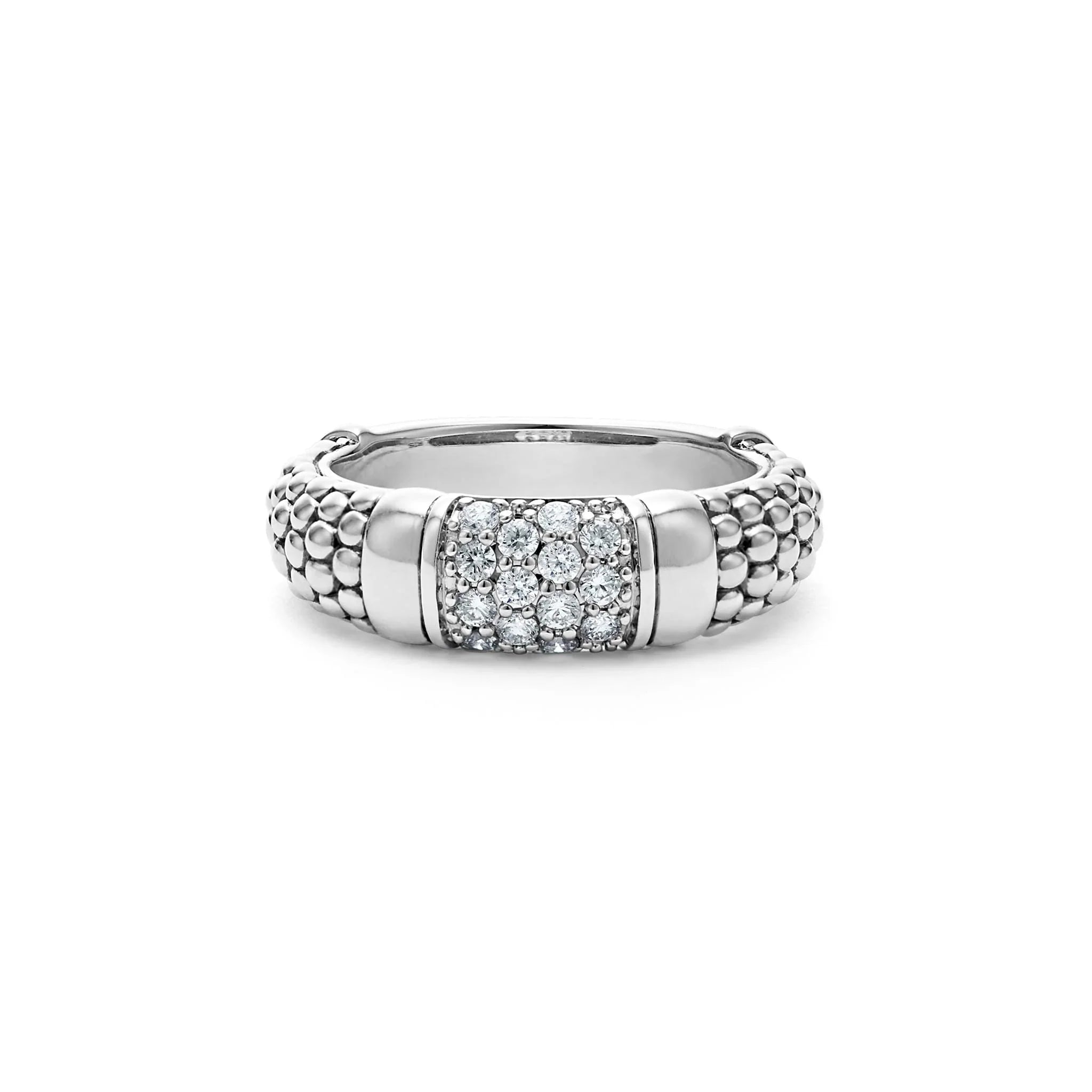 Luxury 14K Gold Caviar Diamond Ring for Women - Elegant Stackable Band for Engagement, Wedding & Anniversary Gifts