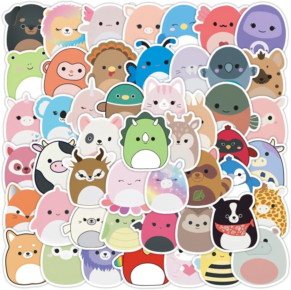 HNTR Animal Stickers - 50 Adorable & Cute Decals for Kids Room, Laptops, Water Bottles & DIY Crafts