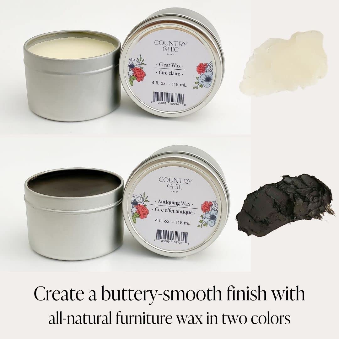 Country Chic Paint Large Painting Kit for Beginners - Chalk Furniture Paint, Brush & Wax Bundle (White 16oz, Navy Blue 4oz, Red 4oz) - DIY Home Decor, Furniture Makeover, Craft Projects for Tables, Chairs & Cabinets