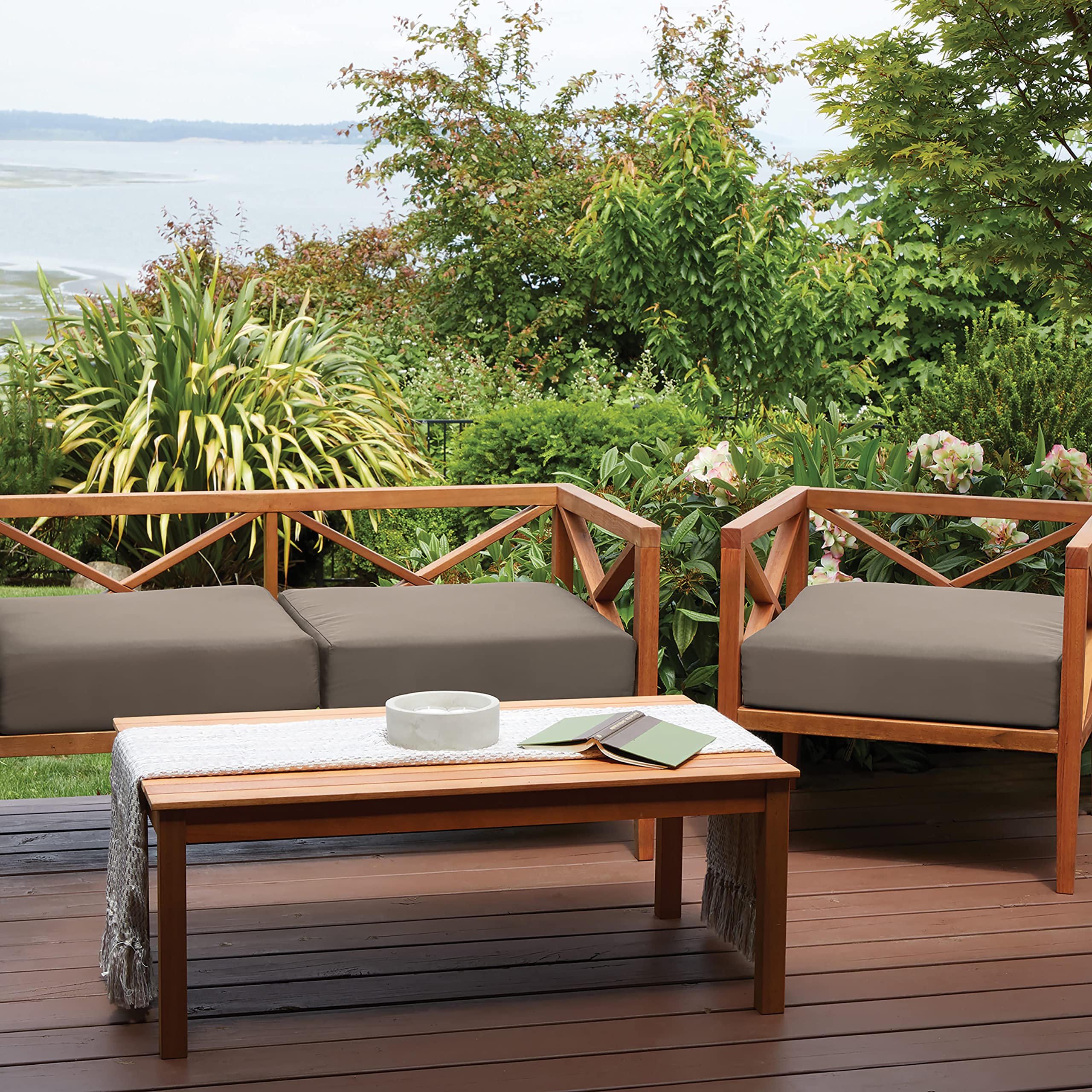 Classic Accessories Ravenna Rectangular Patio Seat Cushion Slip Cover - Dark Taupe, 21