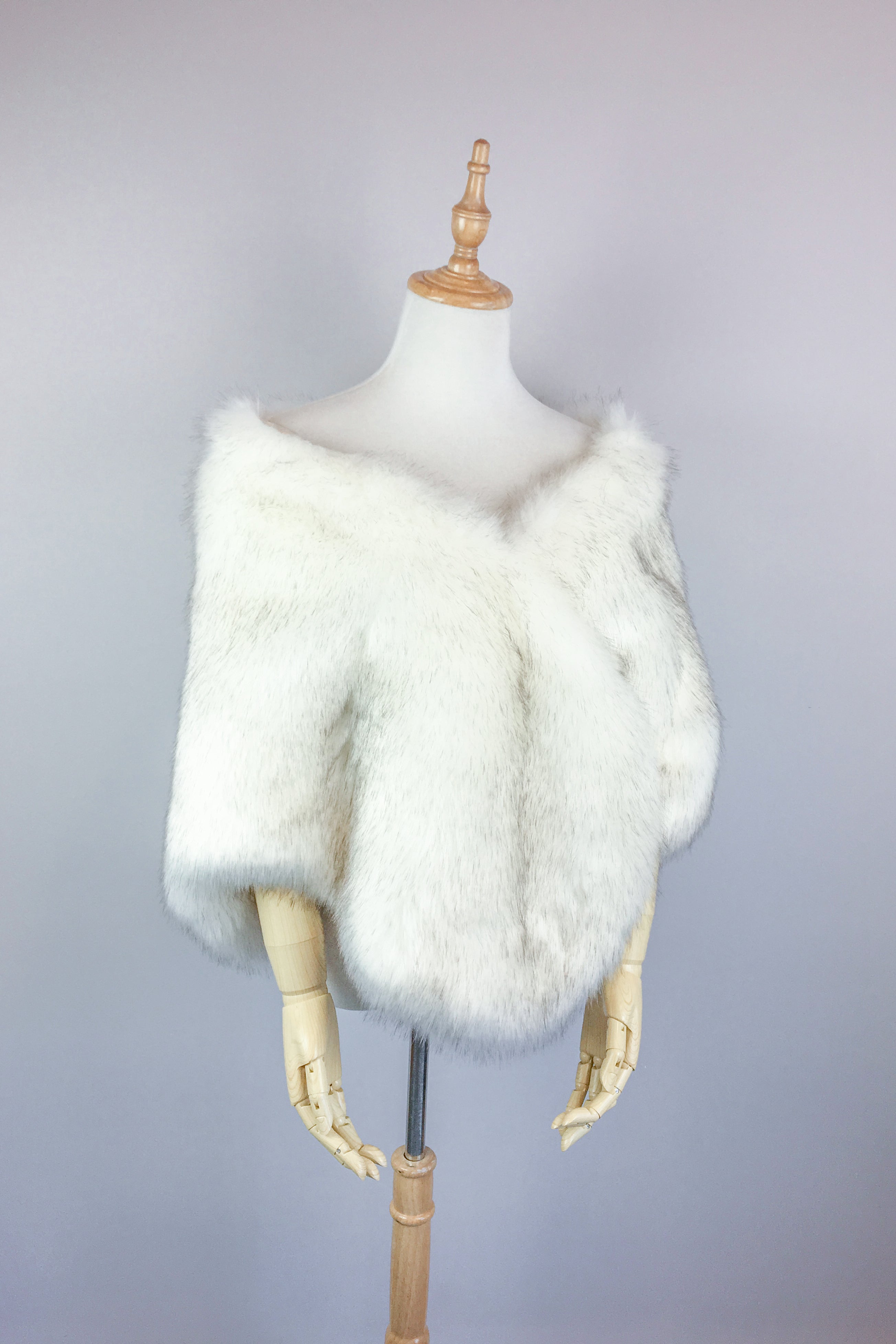 Ivory and Black Fur Shawl with Butterfly Design - Elegant Winter Wrap for Women | Perfect for Parties, Weddings, and Evening Events