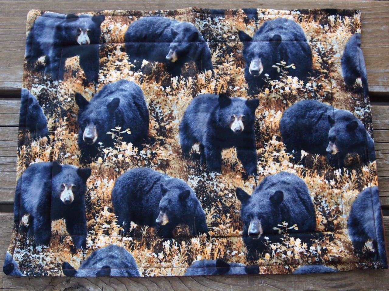 Premium Black Bear Themed Placemats Set of 6 - Waterproof & Eco-Friendly Dining Table Mats for Kitchen, Camping, Picnic, and Outdoor Adventures