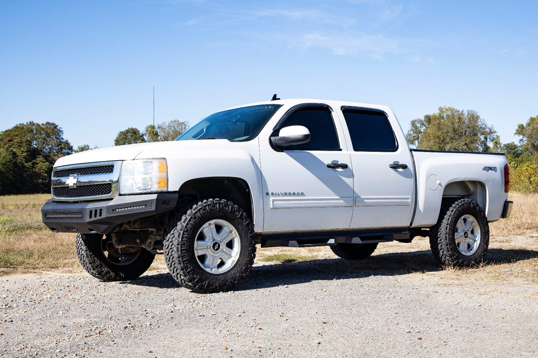 Rough Country High Clearance Front Bumper with LED Lights for 2007-2013 Chevy Silverado 1500 | Off-Road Protection & Style Upgrade | Perfect for Trail Riding & Truck Customization