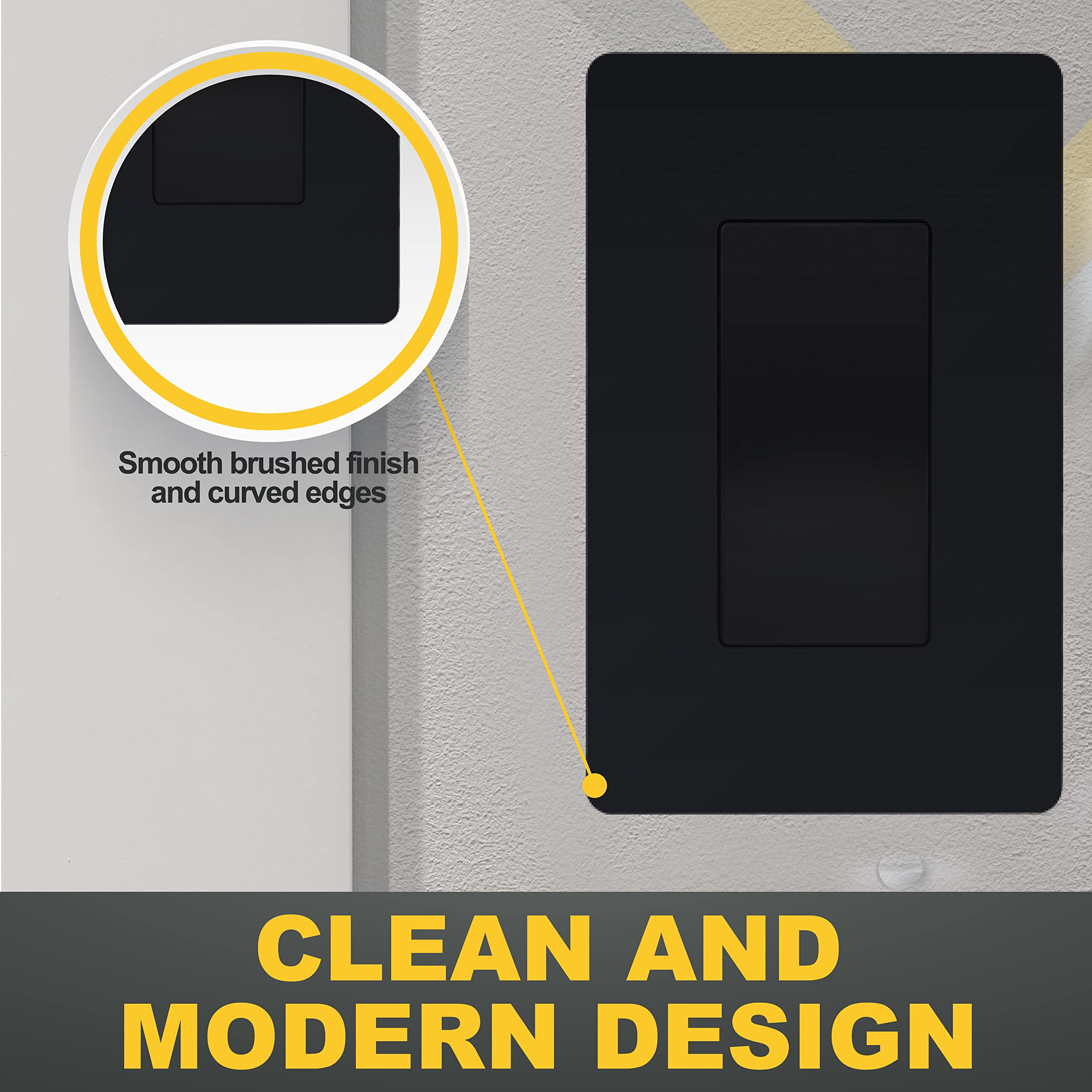 Faith 1-Gang Screwless Wall Plate Outlet Covers - Child Safe, Fits GFCI, USB, Dimmers & Light Switches - ETL Certified - Black (4.68