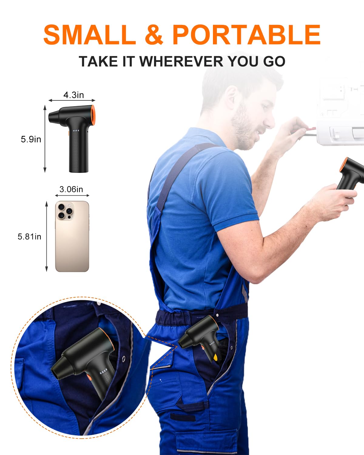 High Speed 300000RPM Electric Air Duster - 120M/S 3-Speed Cordless Air Blower with 10000mAh Battery | Rechargeable Compressed Air Canister Alternative for PC Cleaning, Electronics, Car Detailing & Keyboard Dust Removal | Perfect for Computer Maintenance, Workshop Tools & Home Office Use