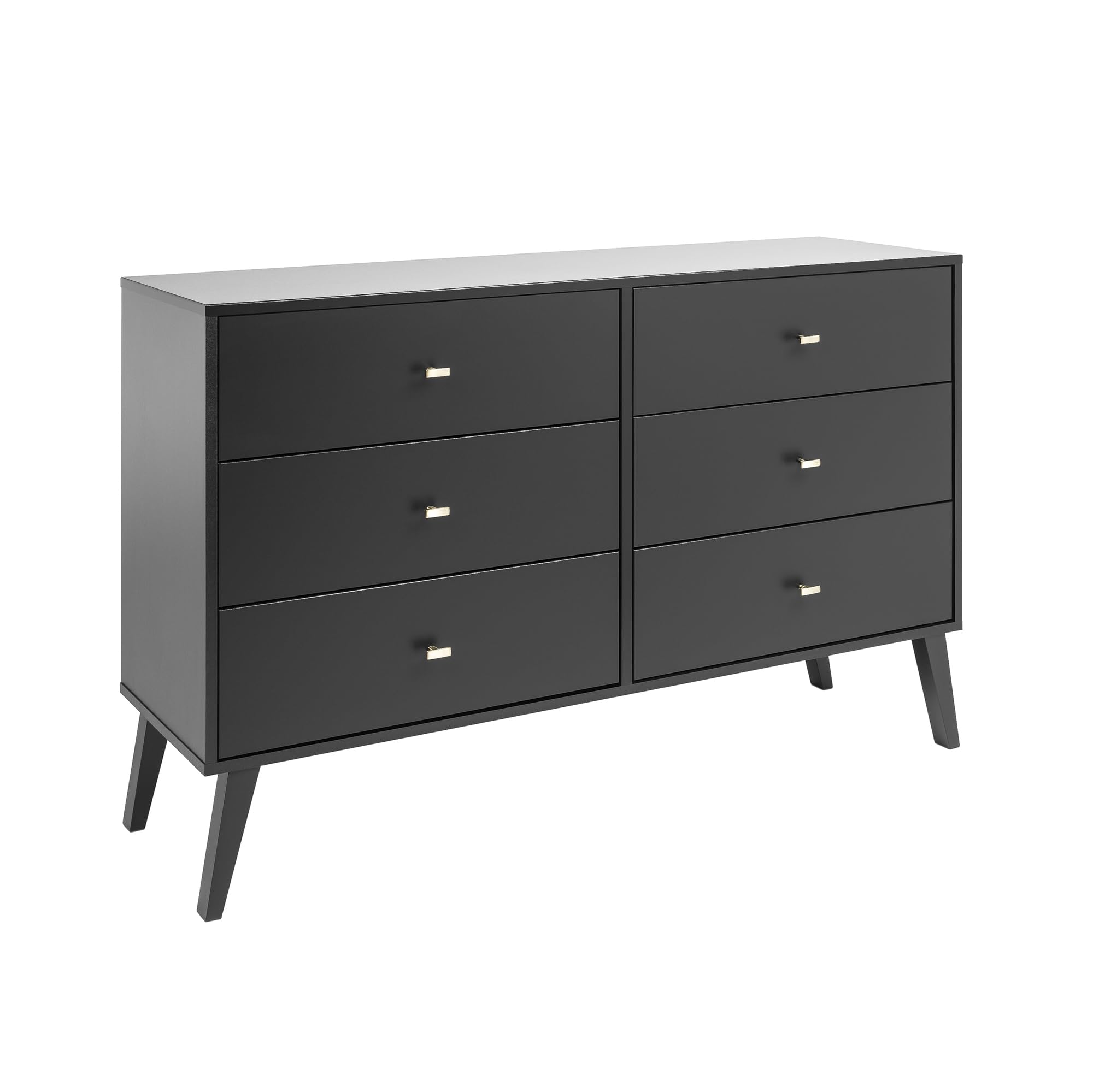 Mid-Century Modern 6-Drawer Double Dresser - Prepac Milo Wide Chest of Drawers for Bedroom, Contemporary Bedroom Furniture (16.75