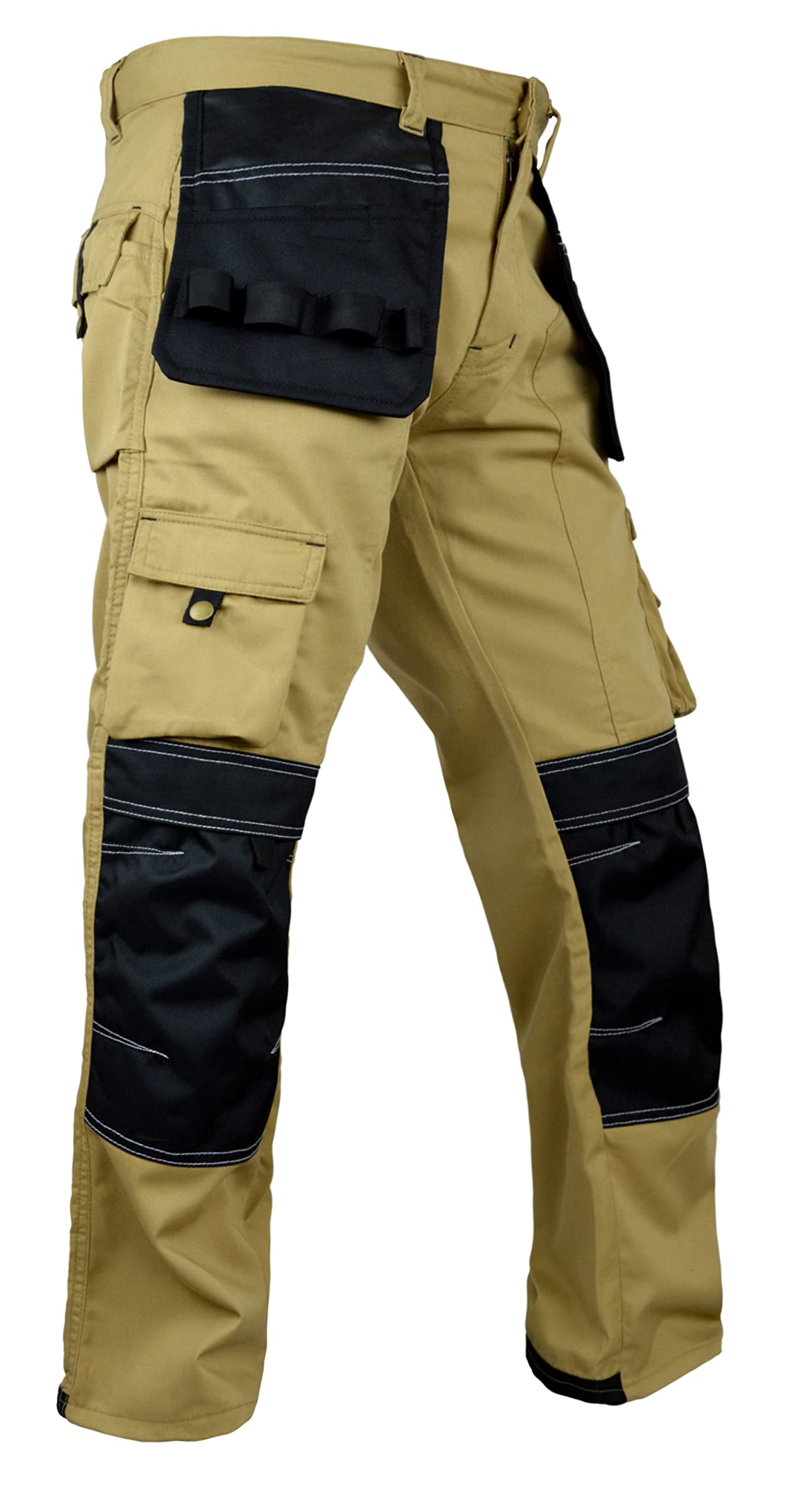 FASHIO FF Men's Cordura Work Pants - Tactical Trousers with Utility Tool Pockets | Heavy Duty Reinforced Carpenter Safety Pants for Construction, Hiking & Outdoor Activities