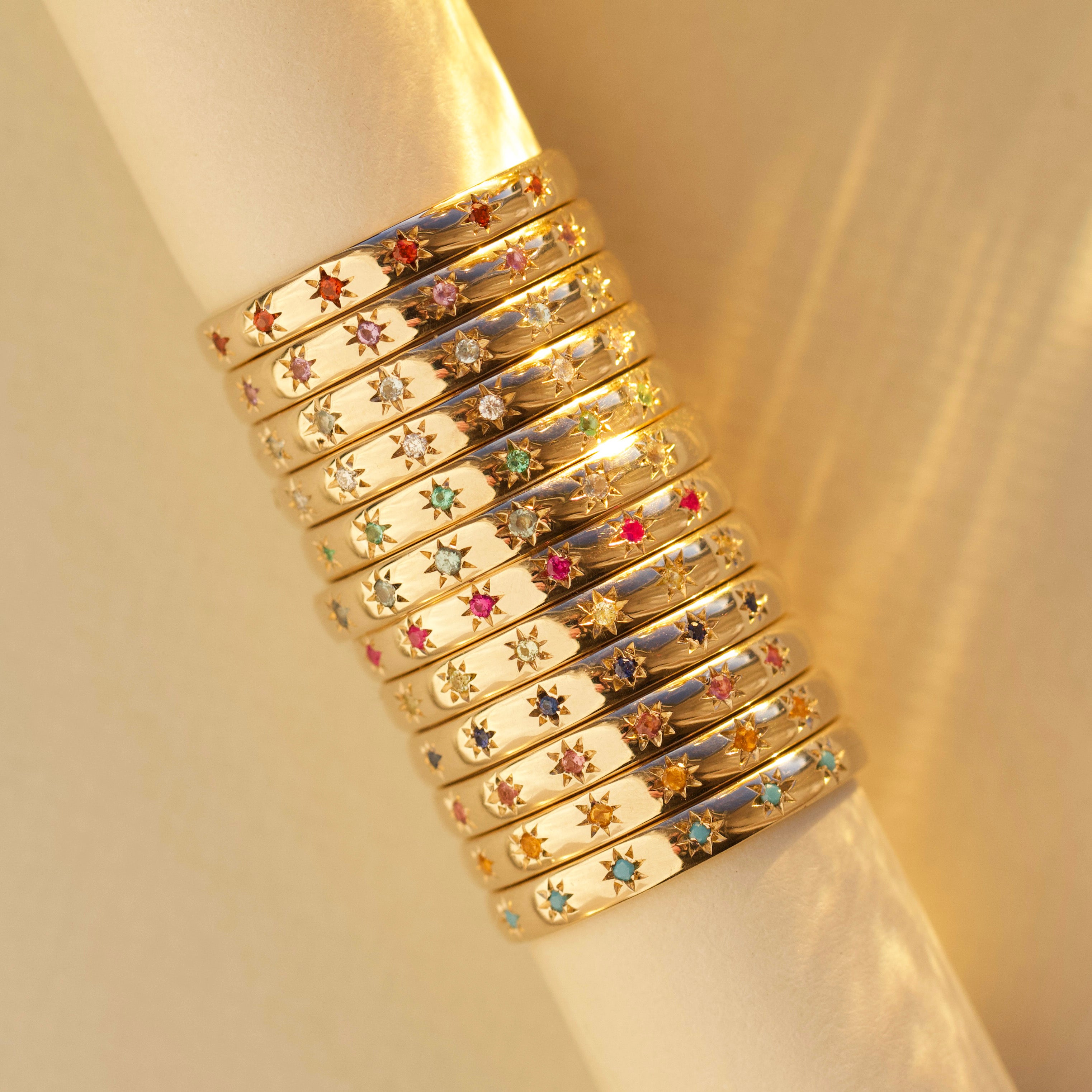 Birthstone Ring Set with Icon Star Design - Perfect for Birthdays, Anniversaries & Special Occasions