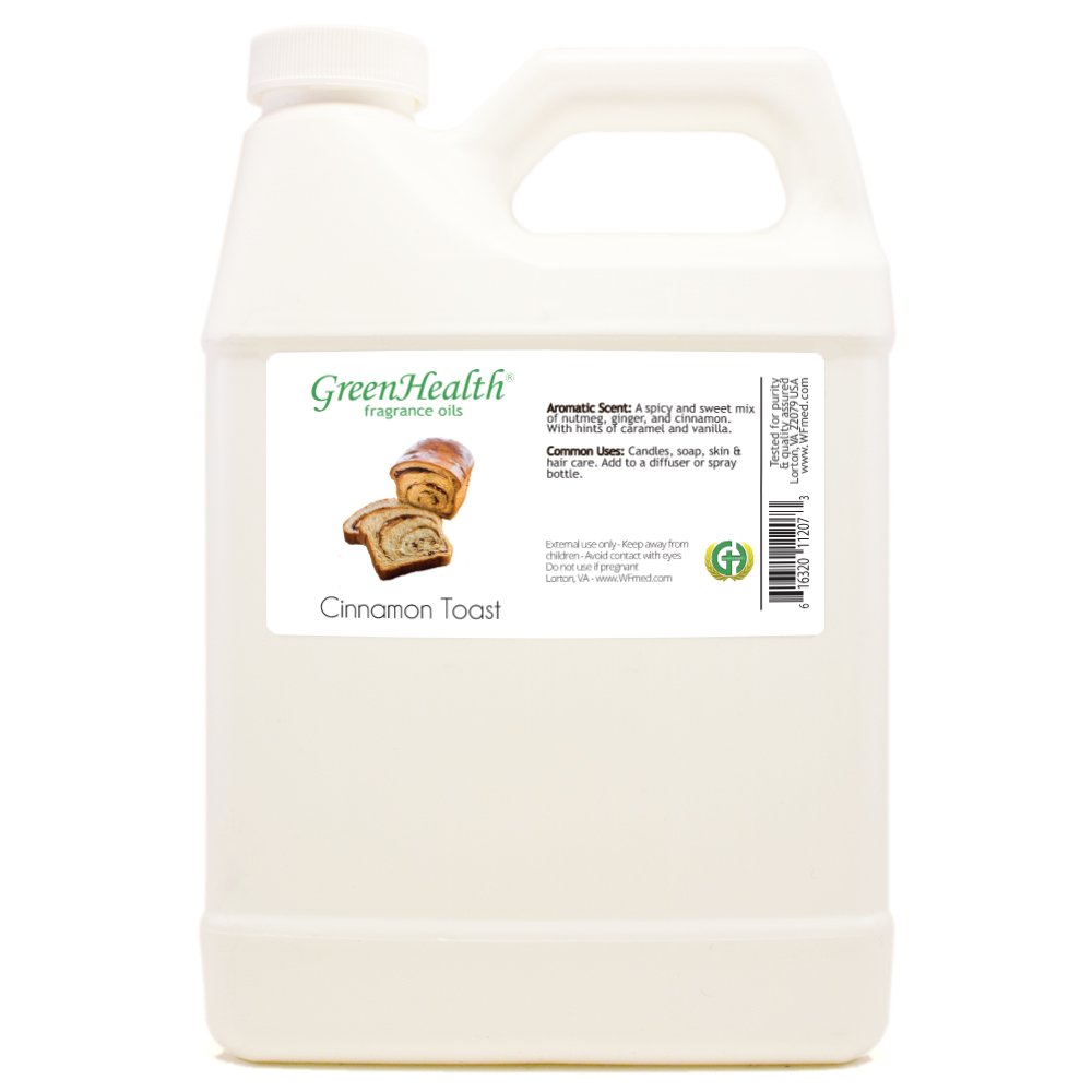 Premium 32 fl oz Cinnamon Toast Fragrance Oil - Plastic Jug with Secure Cap - GreenHealth - Perfect for Candles, Soaps & Home Fragrance Diffusers