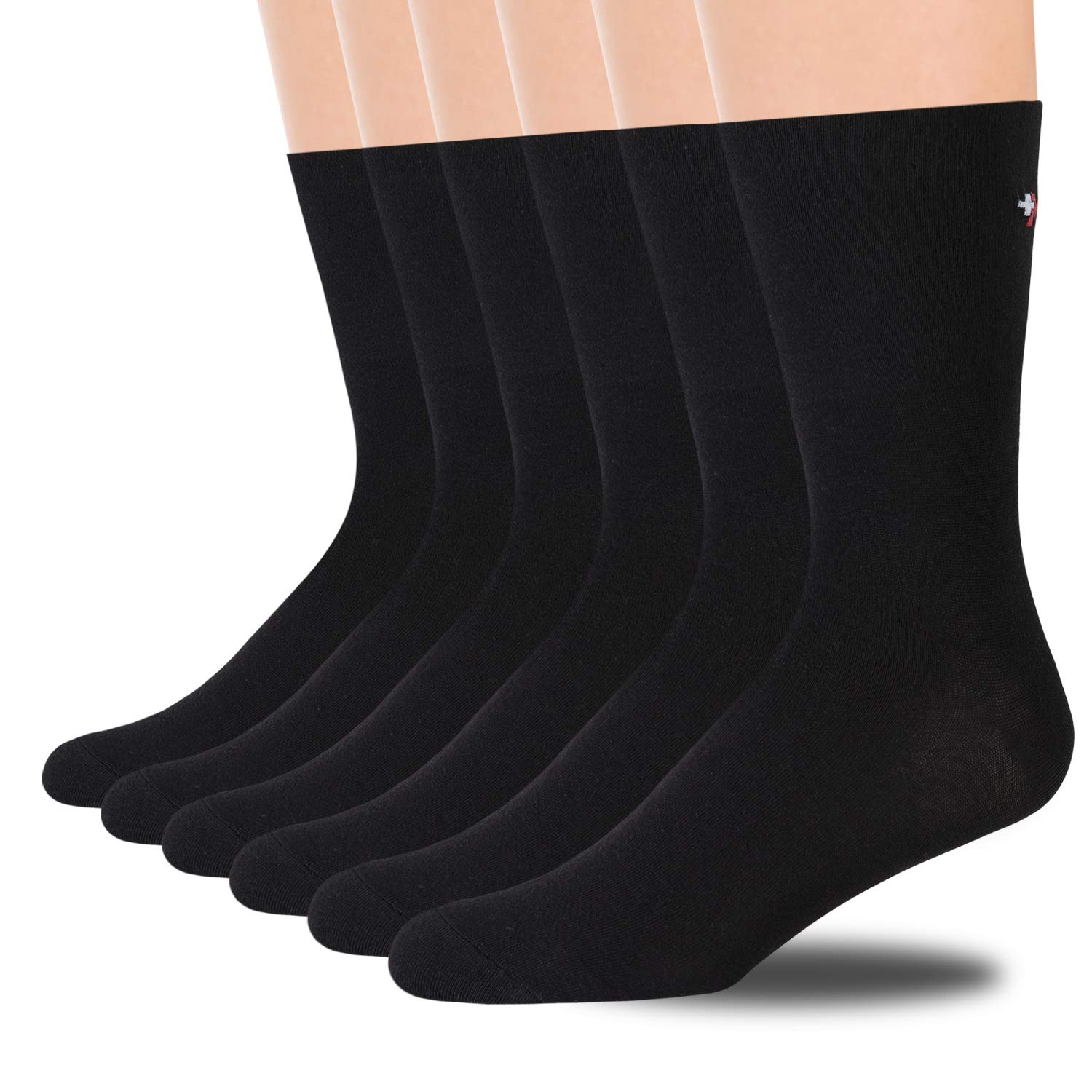 Women's Cotton Dress Socks 6-Pack - Lightweight Quarter Socks for Business & Office Wear (Black 9-11)