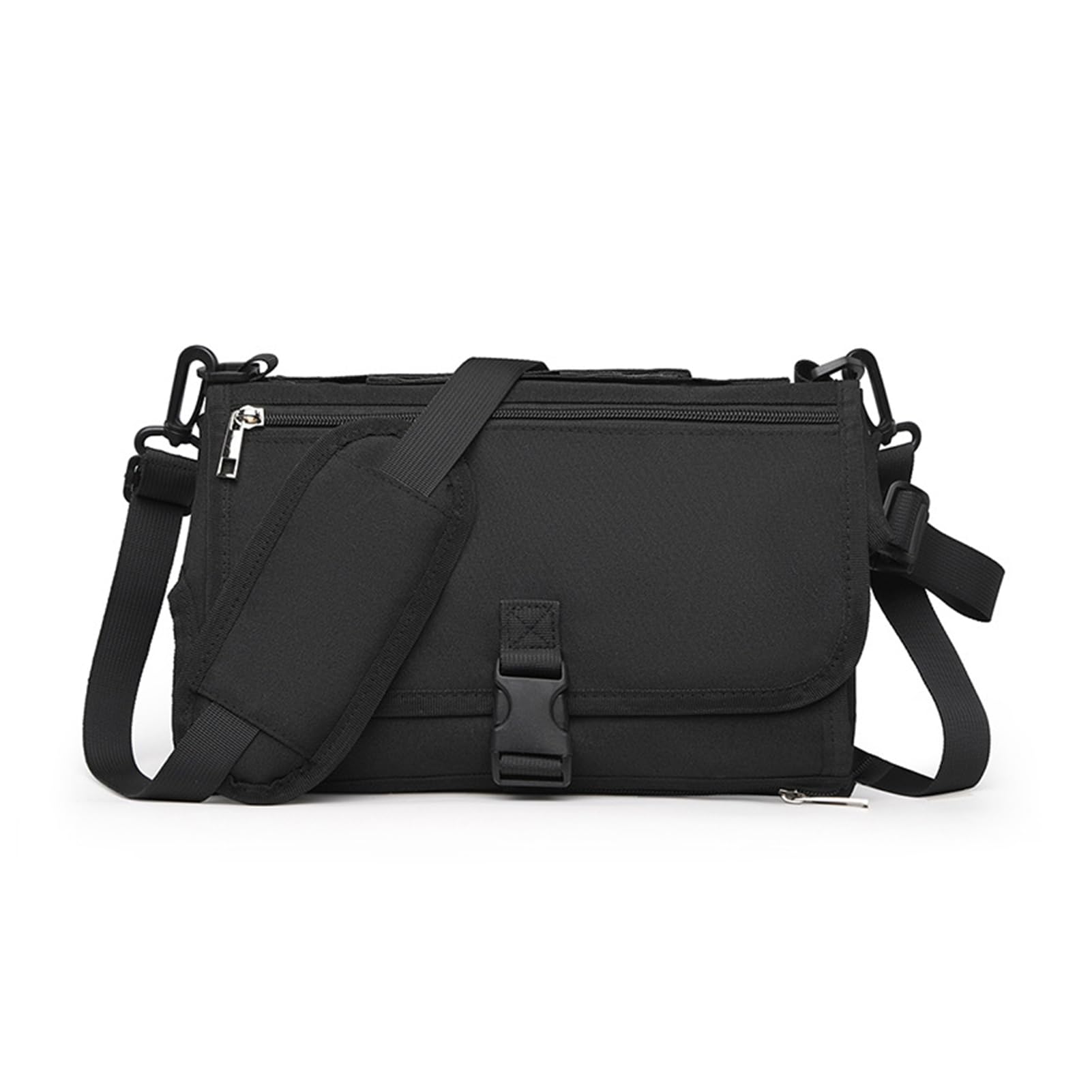YOXIER Portable Baby Changing Pad - Waterproof Travel Diaper Changing Station with Built-in Head Pillow | Oxford Cloth for On-the-Go Parents | Perfect for Car, Stroller & Airplane Travel (Black)