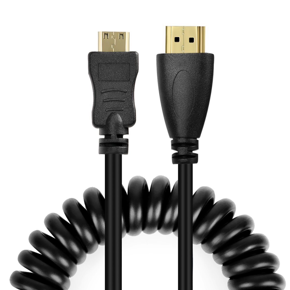 UCEC Mini HDMI to HDMI Cable 4K Ultra HD 1080p 3D - Coiled HDMI Mini to HDMI Adapter for Atomos Ninja V V5, DSLR Cameras, Monitors, Projectors - Perfect for Video Recording, Live Streaming & Home Theater Setup