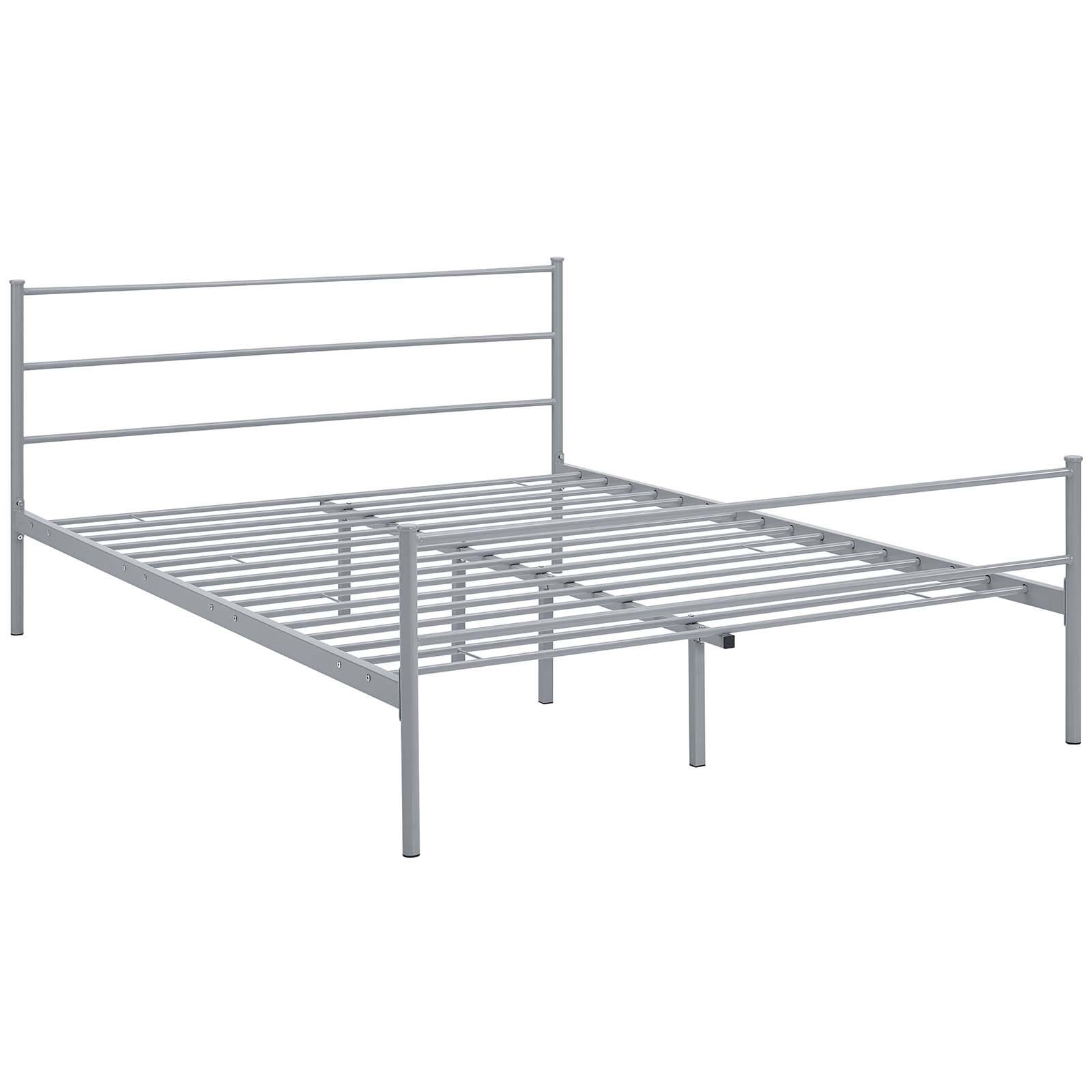 Modway Alina Queen Size Platform Bed Frame with Headboard in Gray - Modern Minimalist Bedroom Furniture for Small Spaces & Apartment Living