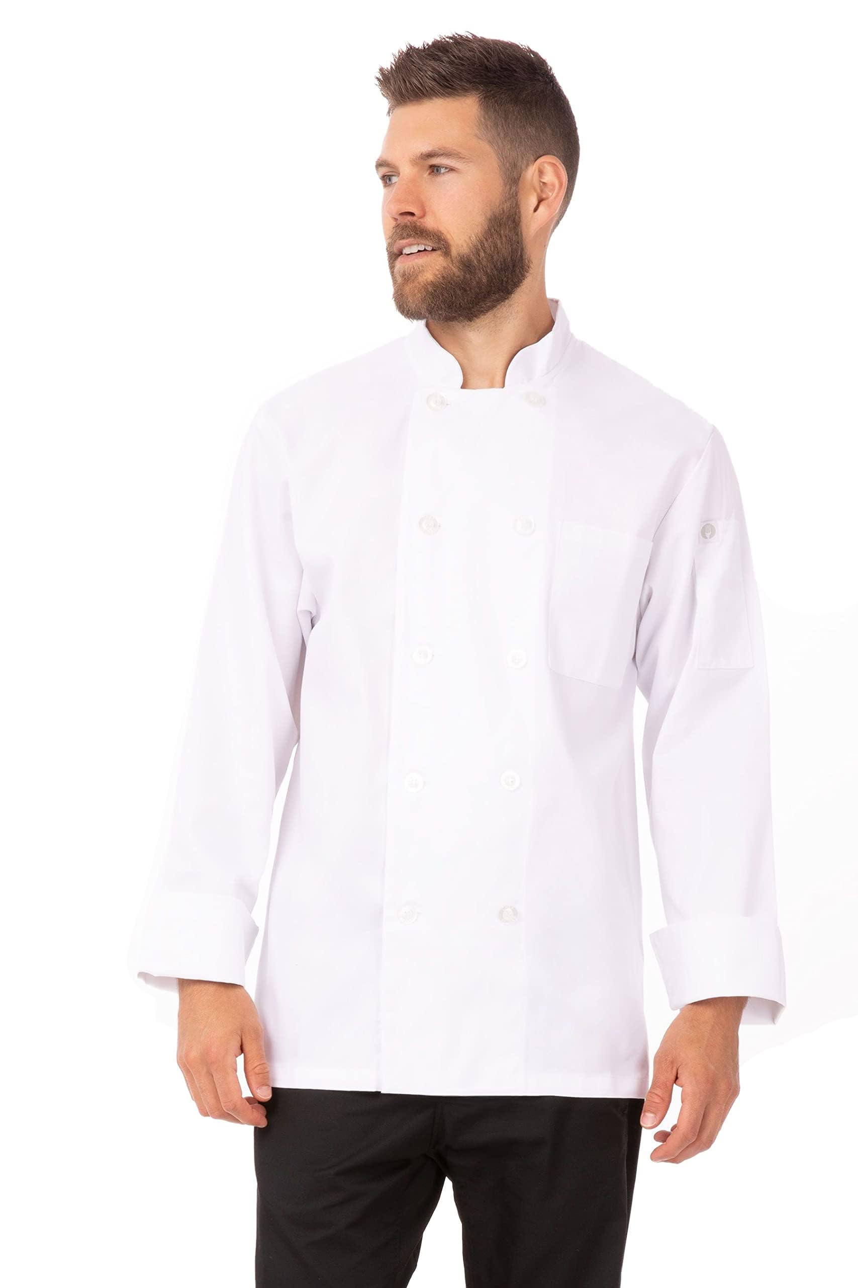 Chef Works Men's Le Mans Chef Coat - Professional Kitchen Jacket for Cooking, Baking & Culinary Arts - Ideal for Chefs, Bakers & Restaurant Staff