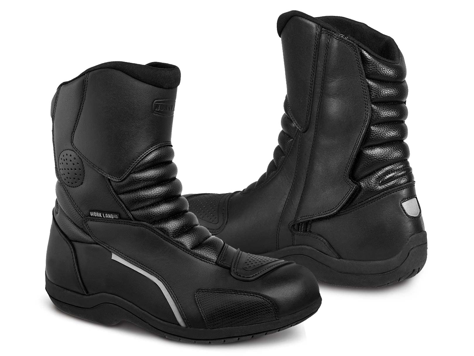 WORKLAND Men's Motorcycle Boots 80006 - Leather Riding Boots with Protective Features, Slip-Resistant Rubber Sole & Reflective Design for Safety | Perfect for Long-Distance Riding & Urban Commuting