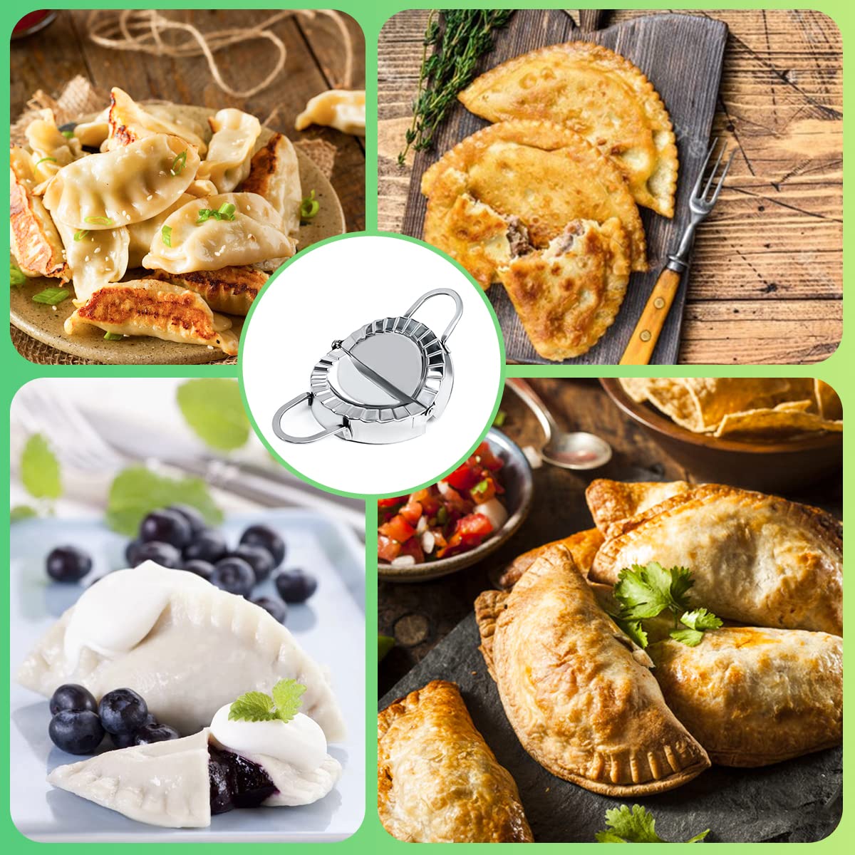 DOXILA Stainless Steel Dumpling Maker Machine - 3.8 Inch Pie Pastry Dough Press for Ravioli, Empanadas & Dumplings | Kitchen Cooking Tool for Homemade Asian & Latin Cuisine | Perfect for Family Cooking & Meal Prep