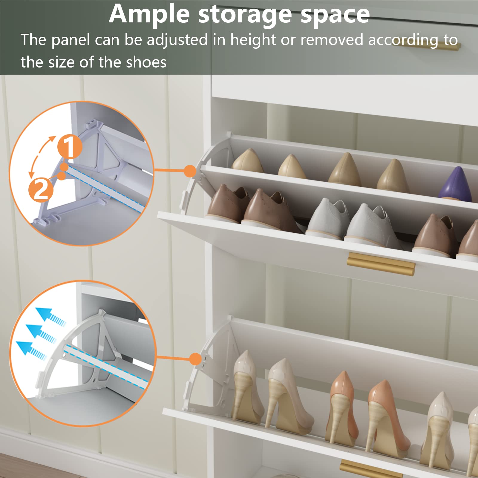 Free Standing Shoe Rack Cabinet with 2 Flip Drawers - Narrow Entryway Shoe Storage Organizer with Doors | Perfect for Small Spaces, Closet Organization & Entryway Decor