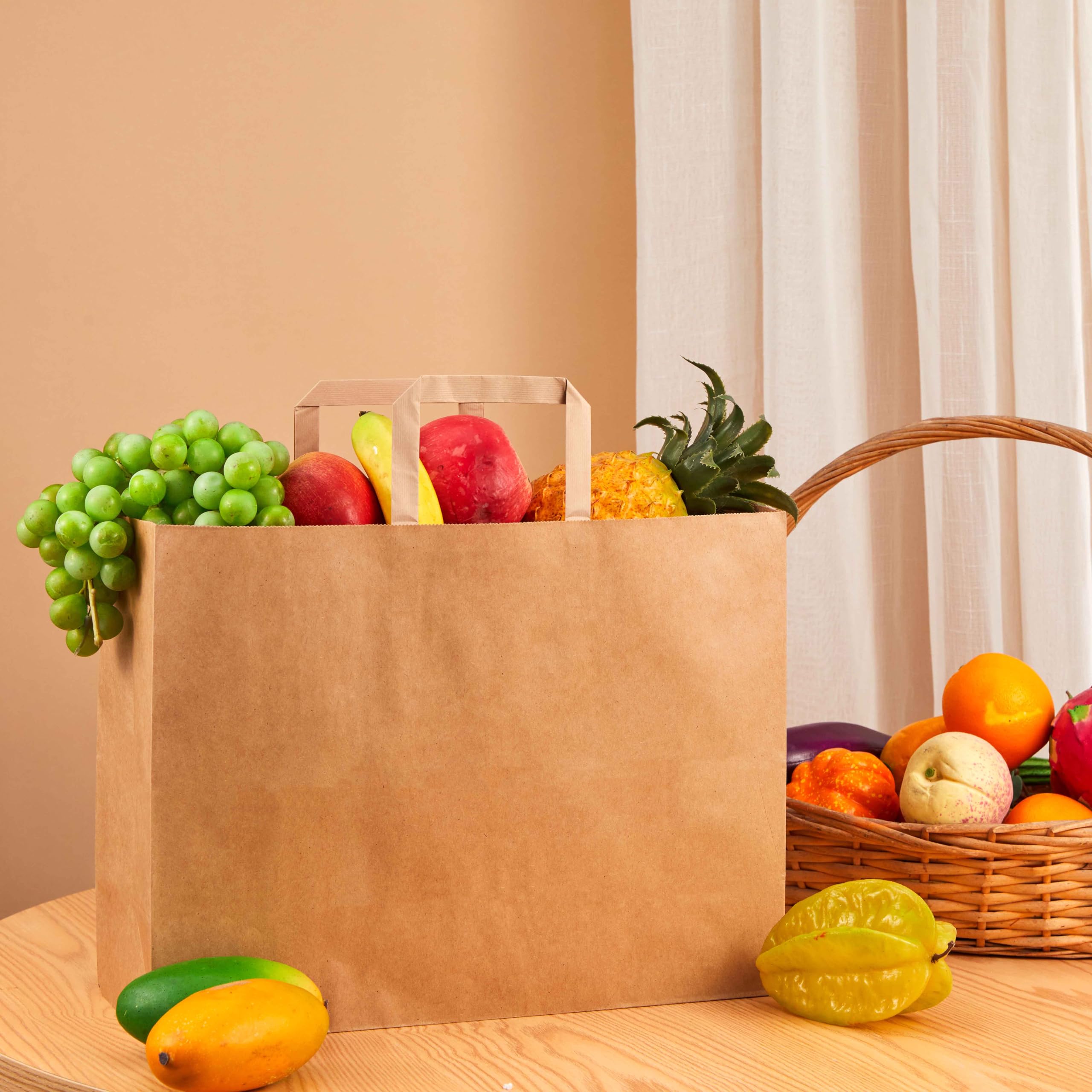 Eco-Friendly Brown Kraft Paper Bags with Handles - 50 Pack Reusable Shopping & Gift Bags (16x6x12 Inches) - Perfect for Retail Stores, Grocery Shopping, Party Favors & Sustainable Gift Wrapping