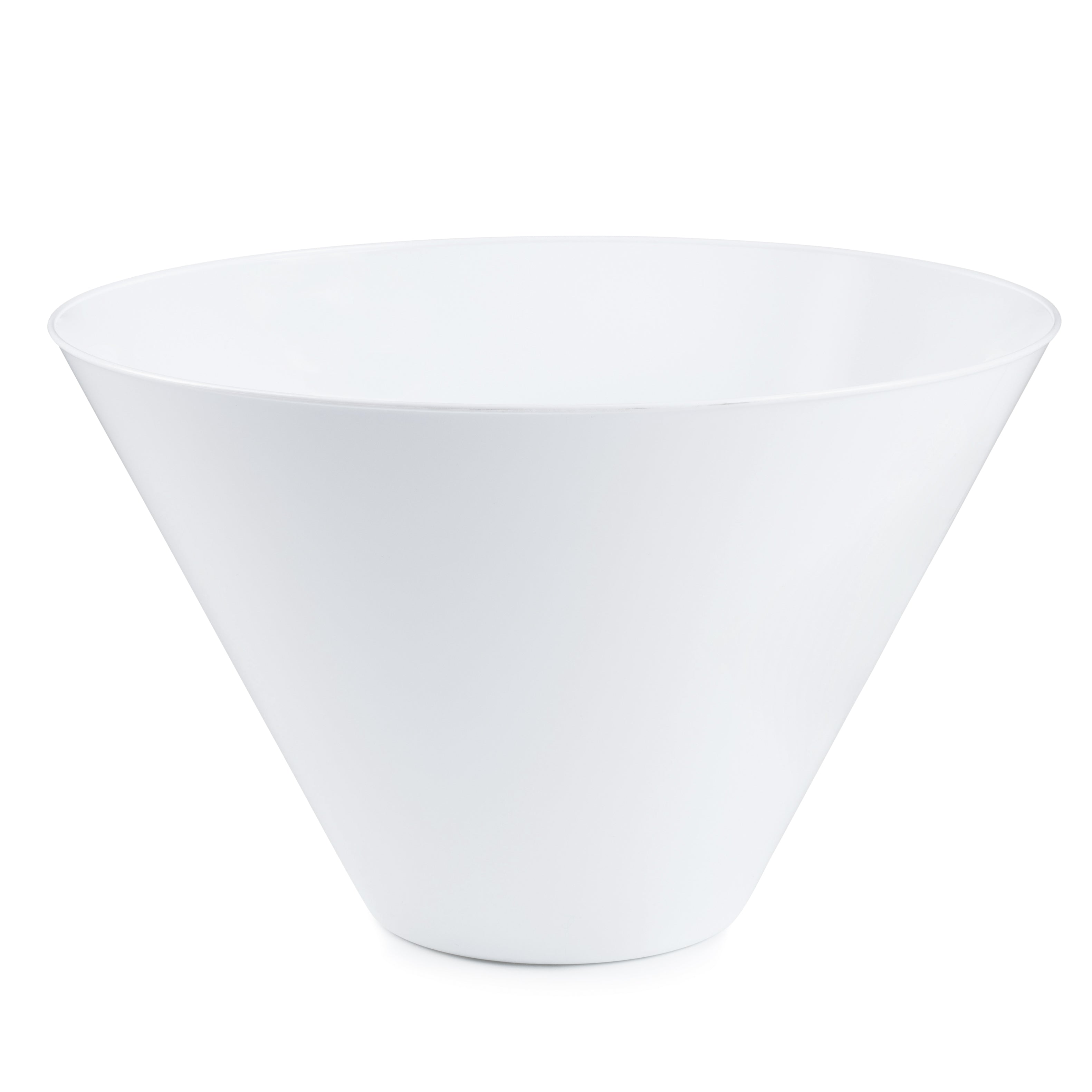 5 Pack White Plastic Cone-Shaped Salad Bowls - Durable & Lightweight for Parties, Picnics, and Home Dining