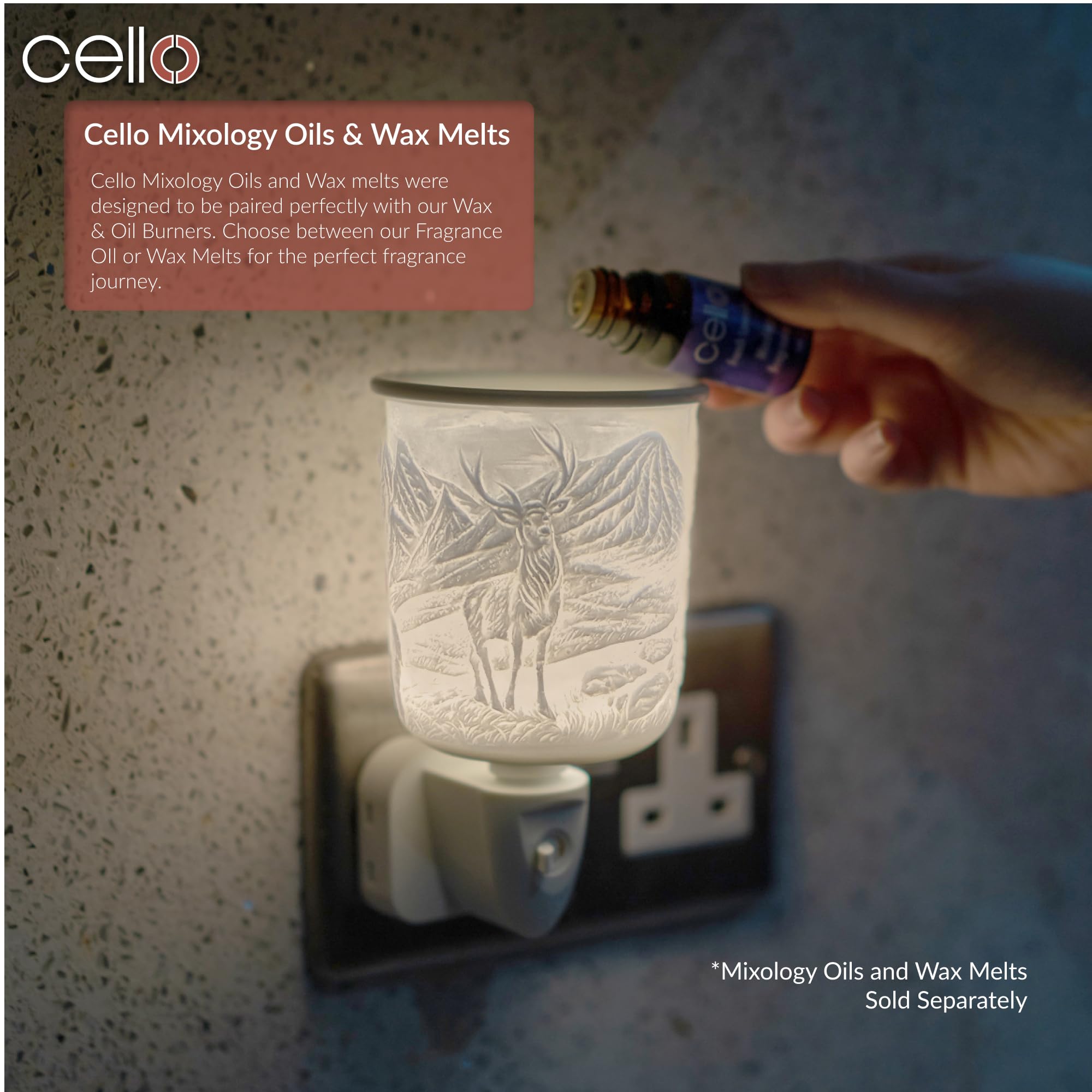 Highland Stag Cello Porcelain Plug-In Electric Wax Warmer - Scented Wax Melter for Home, Office, and Spa Aromatherapy