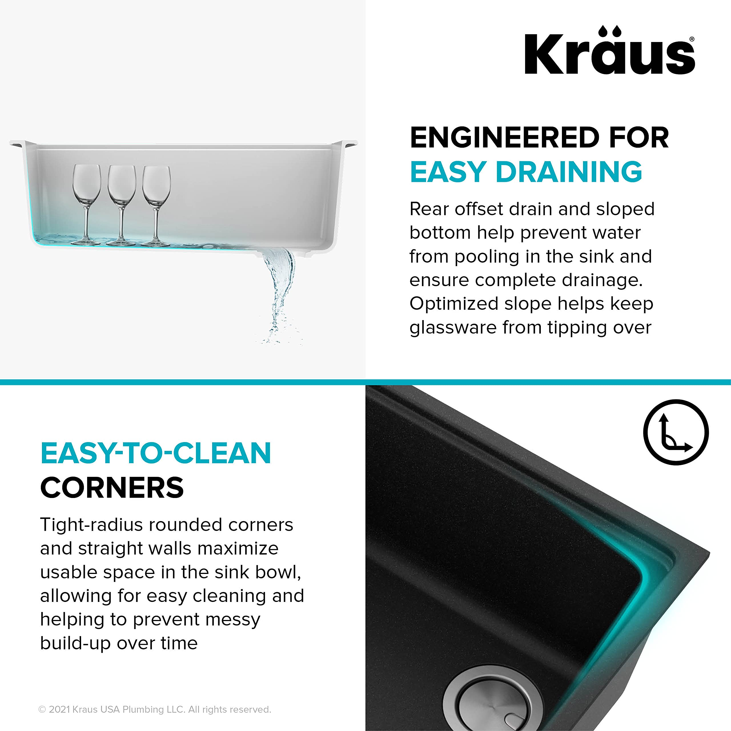Kraus KGUW2-33MB-100-100 Bellucci 32-inch Undermount Granite Composite Single Bowl Kitchen Sink in Metallic Black with WasteGuard 1 HP Garbage Disposal - Durable Workstation Sink for Modern Kitchens, Perfect for Food Prep and Dishwashing