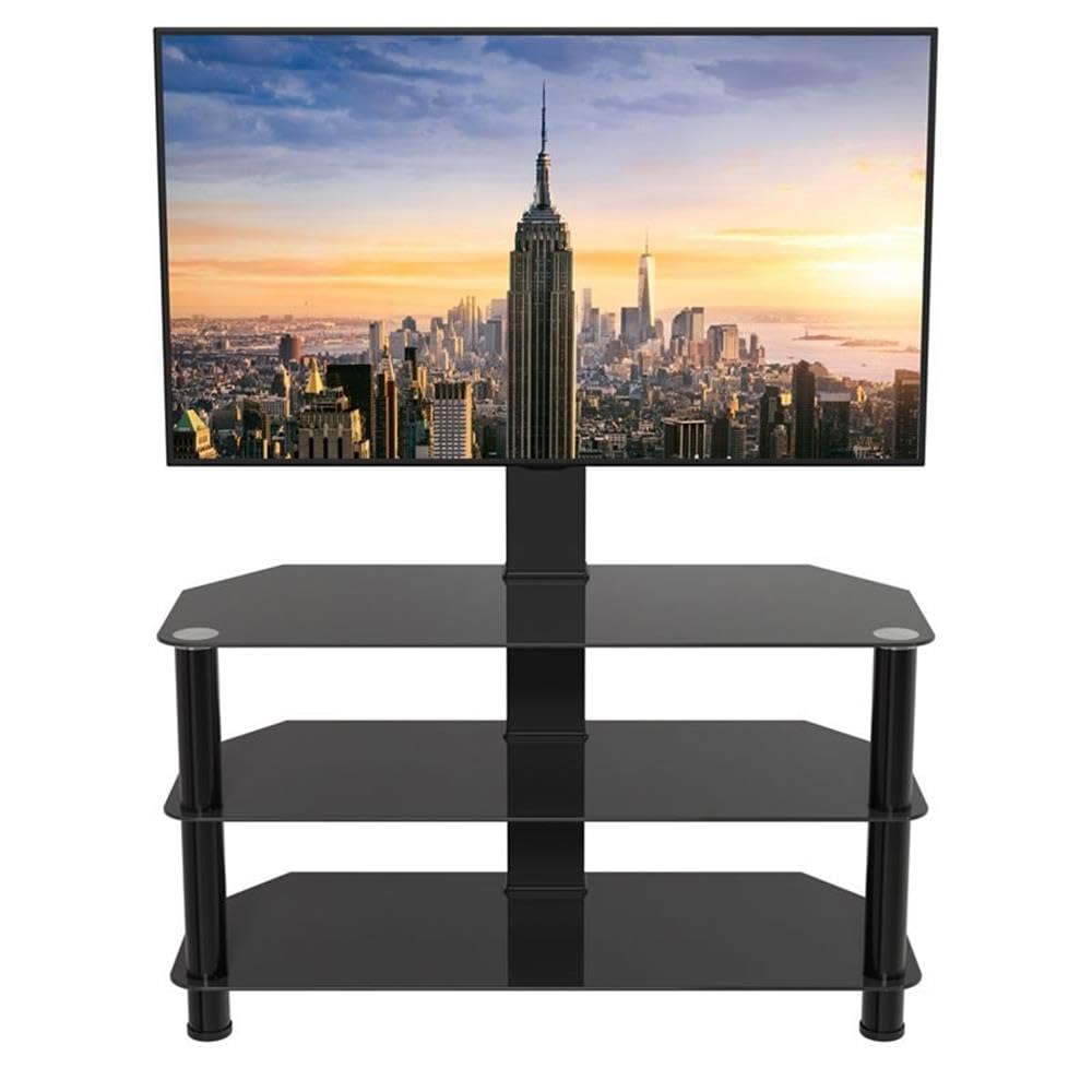 AVF Black Steel and Glass TV Stand with Mount for 60 Inch Flat Screen TVs - Perfect for Living Room, Bedroom, or Home Theater Setup