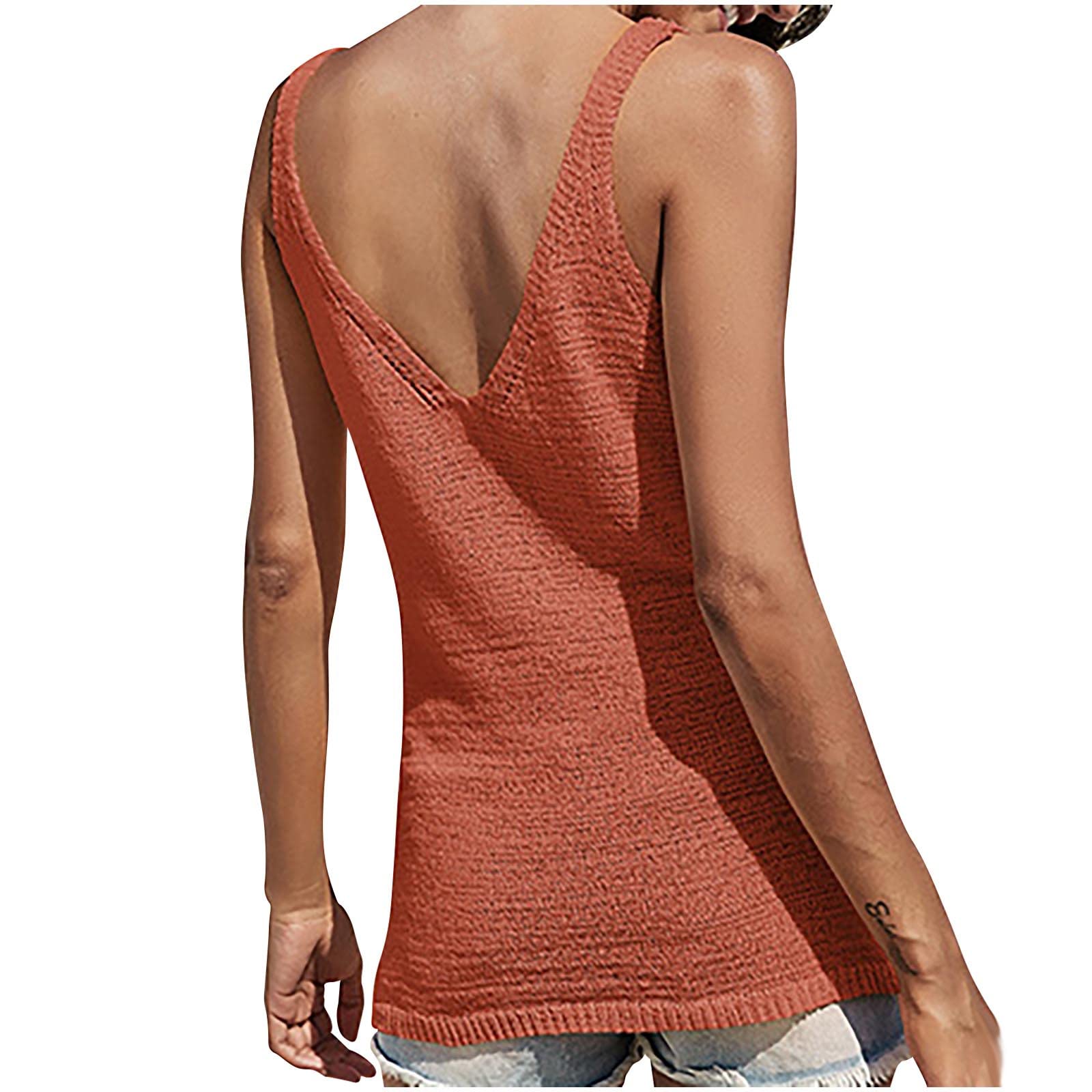 Women's Sexy Summer Knit Tank Tops - Trendy Deep V-Neck Sleeveless Blouse & Casual Bikini Top | Perfect for Beach, Pool Party & Summer Vacation Outfits