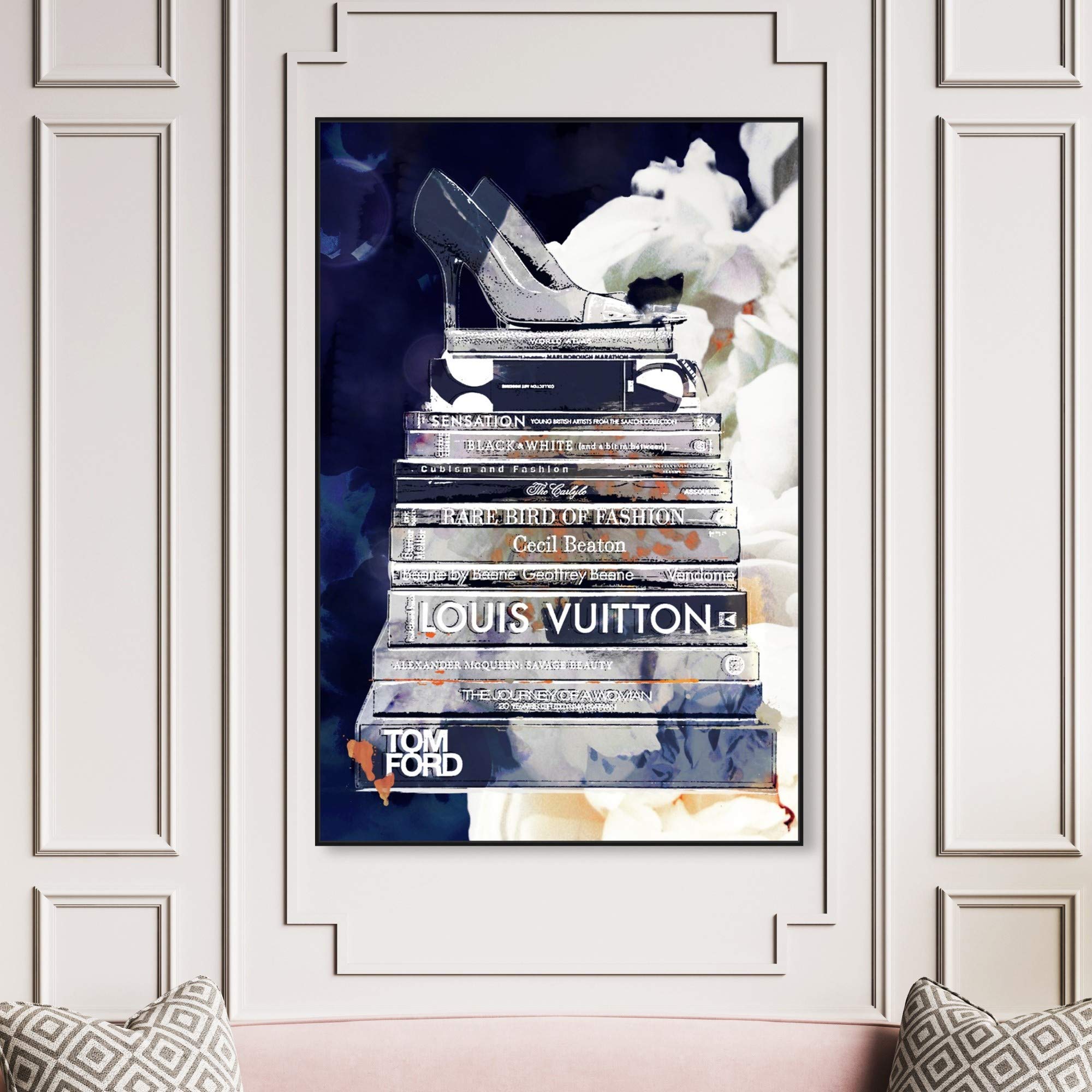 Oliver Gal Artist Co. 'Deep Thoughts' Framed Wall Art Canvas Print - 36x54 Inches Blue & White Home Decor - Perfect for Living Room, Bedroom & Office Décor (14438_36x54_CANV_BFL)