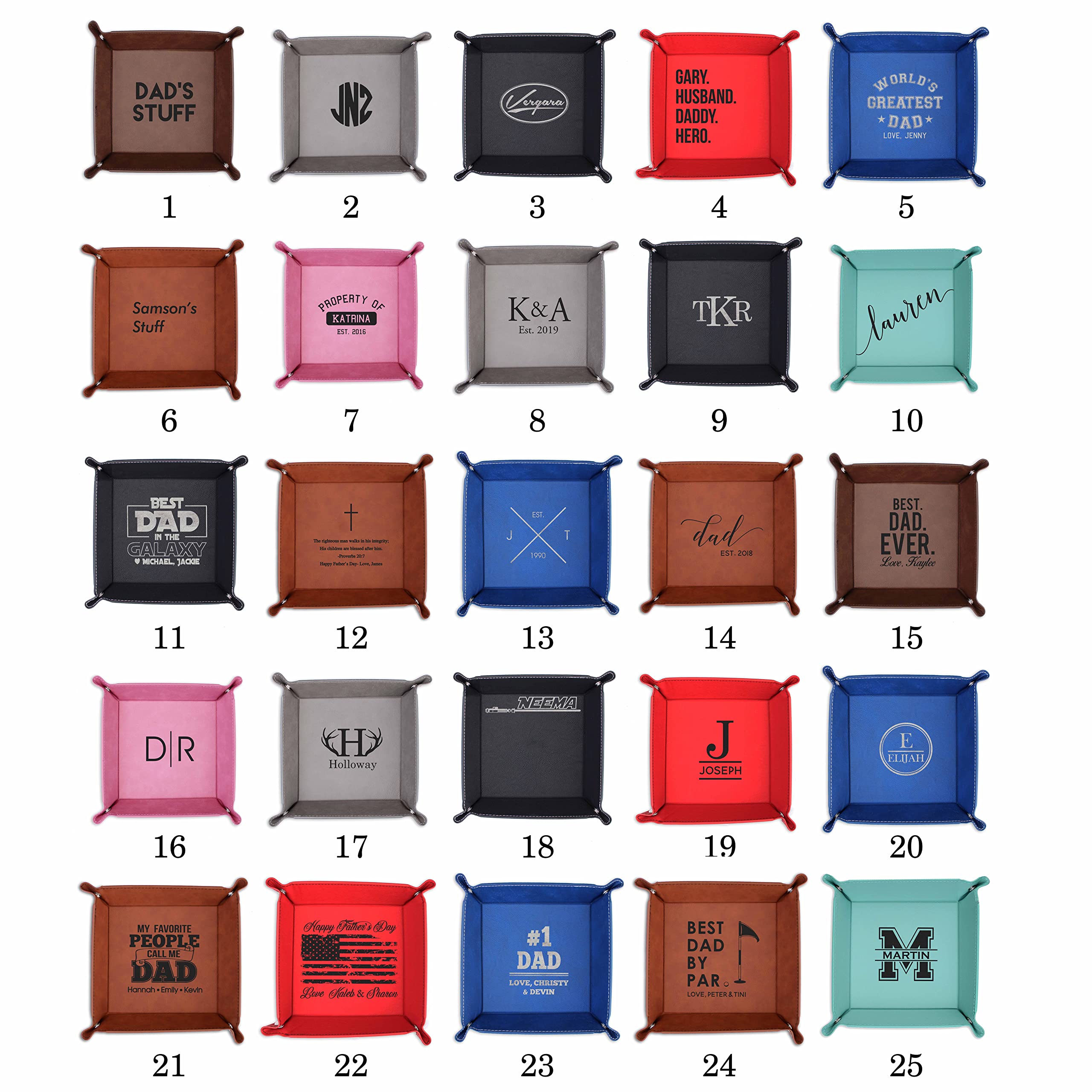 Personalized Leather Valet Tray for Men - Nightstand Organizer & Everyday Carry Tray - Perfect Key Holder and Gift for Dad, Husband, Boyfriend - Ideal for Bedroom, Office, or Travel Use