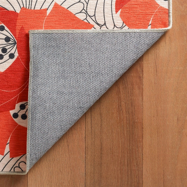 Japanese Poppy Multi Machine Washable Rug - Non-Slip Soft Area Rug for Living Room, Bedroom, Nursery - Easy Care Home Decor Floor Mat