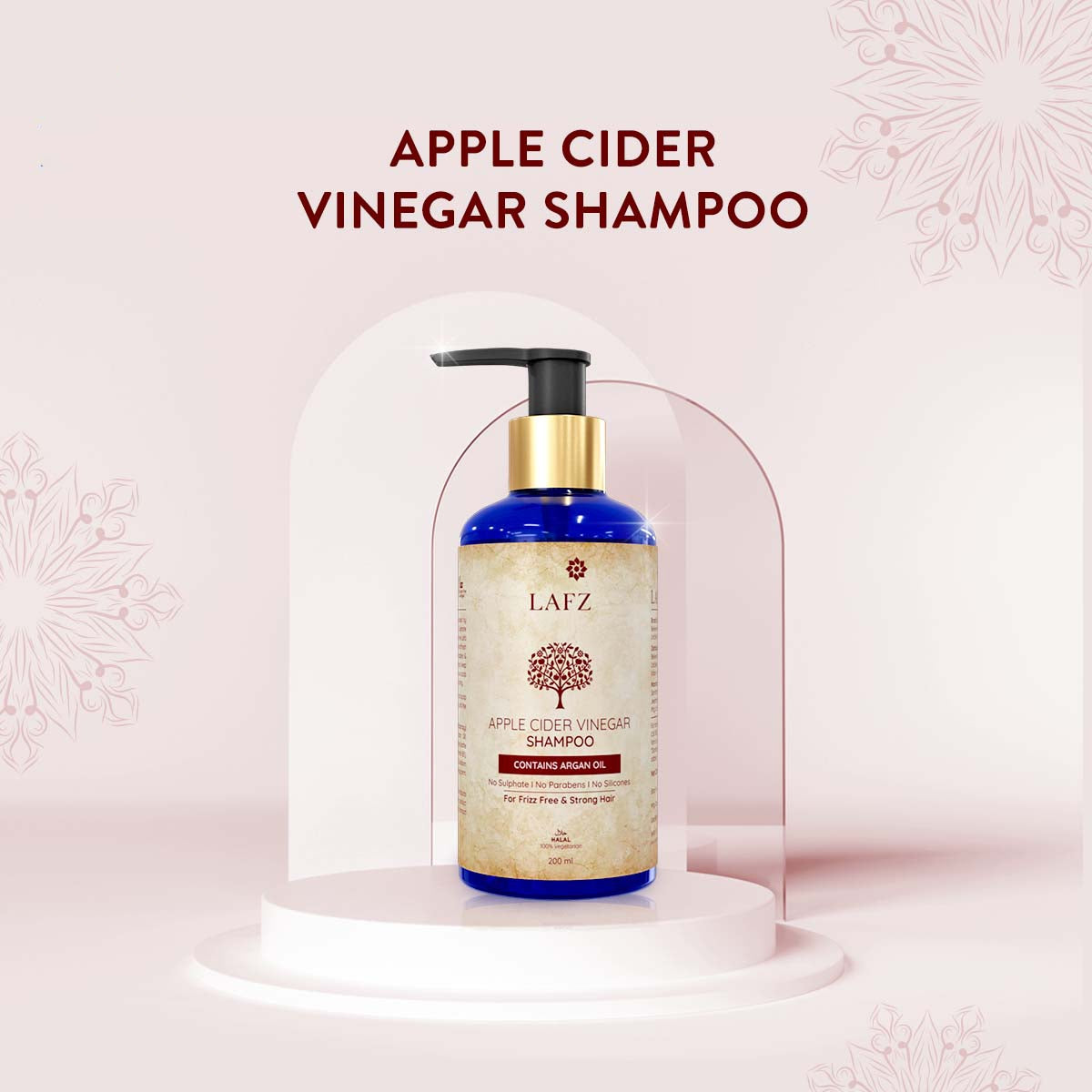 Lafz Hair Shampoo 200ml with Apple Cider Vinegar & Argan Oil - Sulfate Free & Nourishing for Dry, Damaged Hair - Perfect for Daily Use & Scalp Care