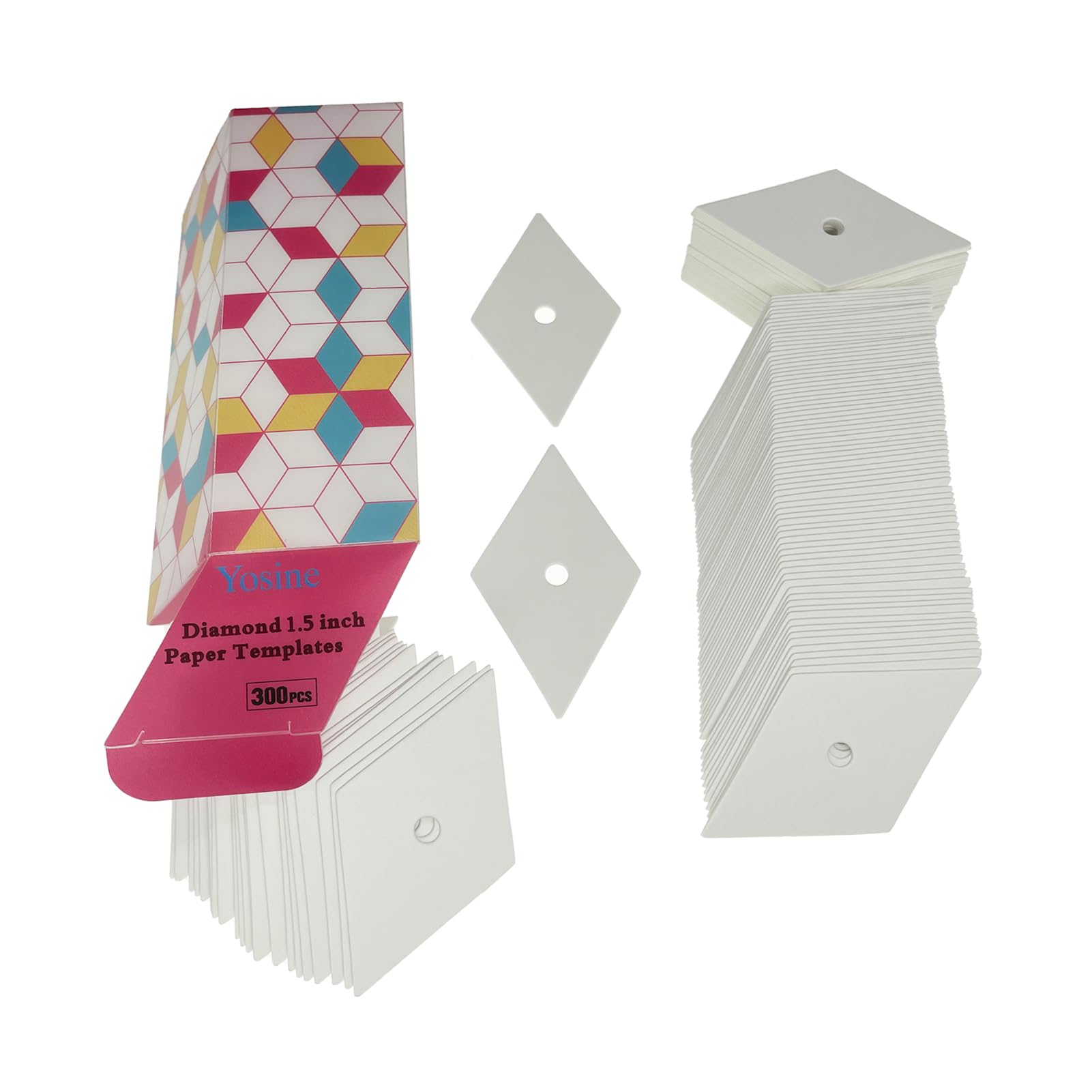 300pcs 1.5 Inch Diamond 60 Degrees Paper Piecing Templates for Quilting, DIY Sewing & Craft Projects - Perfect for Patchwork, English Paper Piecing (EPP) and Handmade Quilt Designs