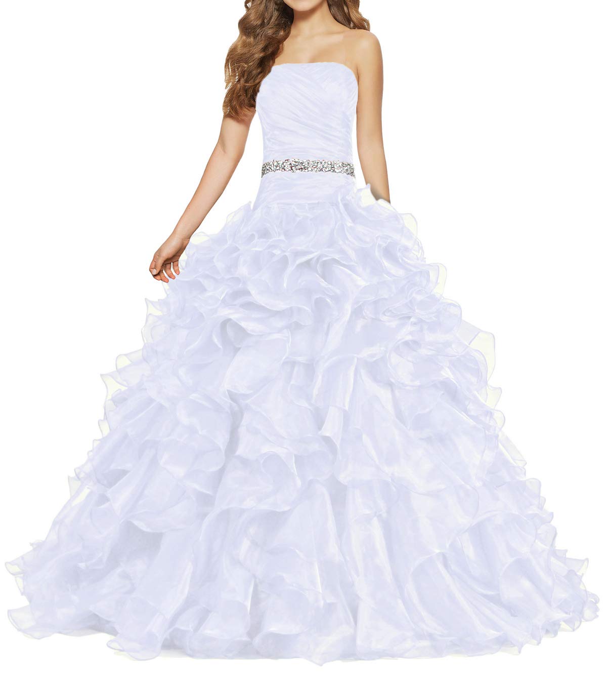 Elegant ANTS Women's Ball Gown Quinceanera Dress with Ruffles - Perfect for Prom, Sweet 16, and Formal Events