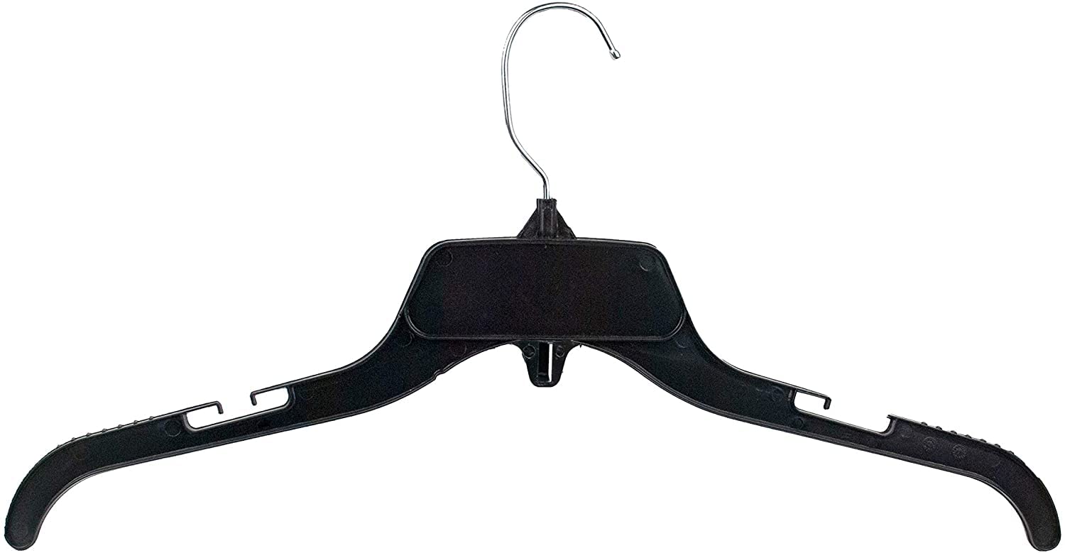 Eco-Friendly 17-Inch Recycled Plastic Shirt Hangers with Notches - 50 Pack Black - Perfect for Closet Organization & Retail Display