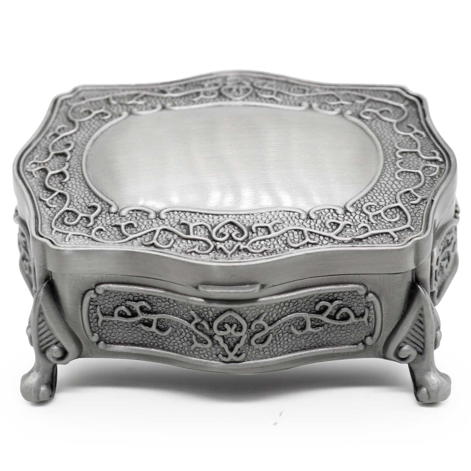 Vintage Metal Jewelry Box - Small Rectangle Trinket Chest for Rings, Necklaces & Accessories | Perfect Gift for Women, Girls & Ladies | Jewelry Storage & Travel Organizer