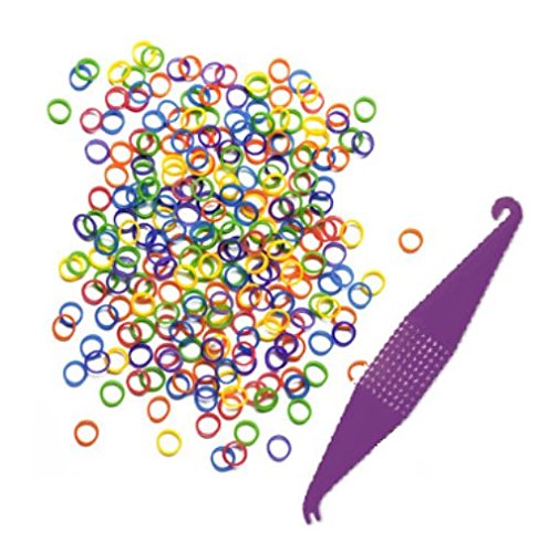 1/8 Inch Orthodontic Elastic Rubber Bands - 300 Pack, Neon Colors, Light Force 2.5 oz - Dental Braces Bands for Teeth Gap Fixing, Dreadlock Hair Ties, Includes 1 Elastic Placer Tool - Perfect for Braces Adjustment & Hair Styling