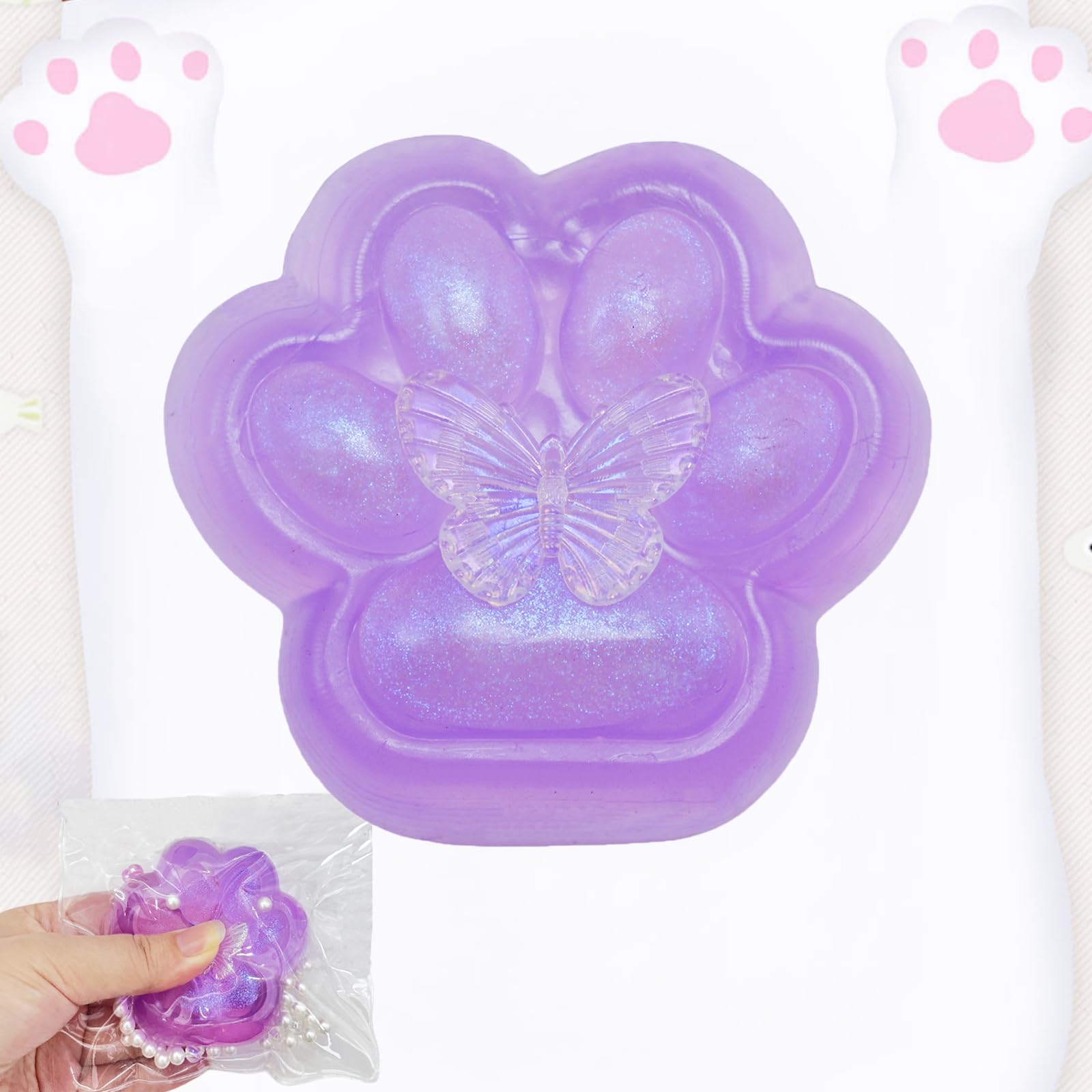 **Soft Squishy Cat Paw Stress Relief Toy - Cute PVC Fufu Squeeze Toy for Anxiety & Relaxation - Fun Party Favors for Adults, Birthdays & Cosplay Events**    *(Perfect for Stress Relief, Office Desk Decor, Party Giveaways & Cosplay Accessories!)*