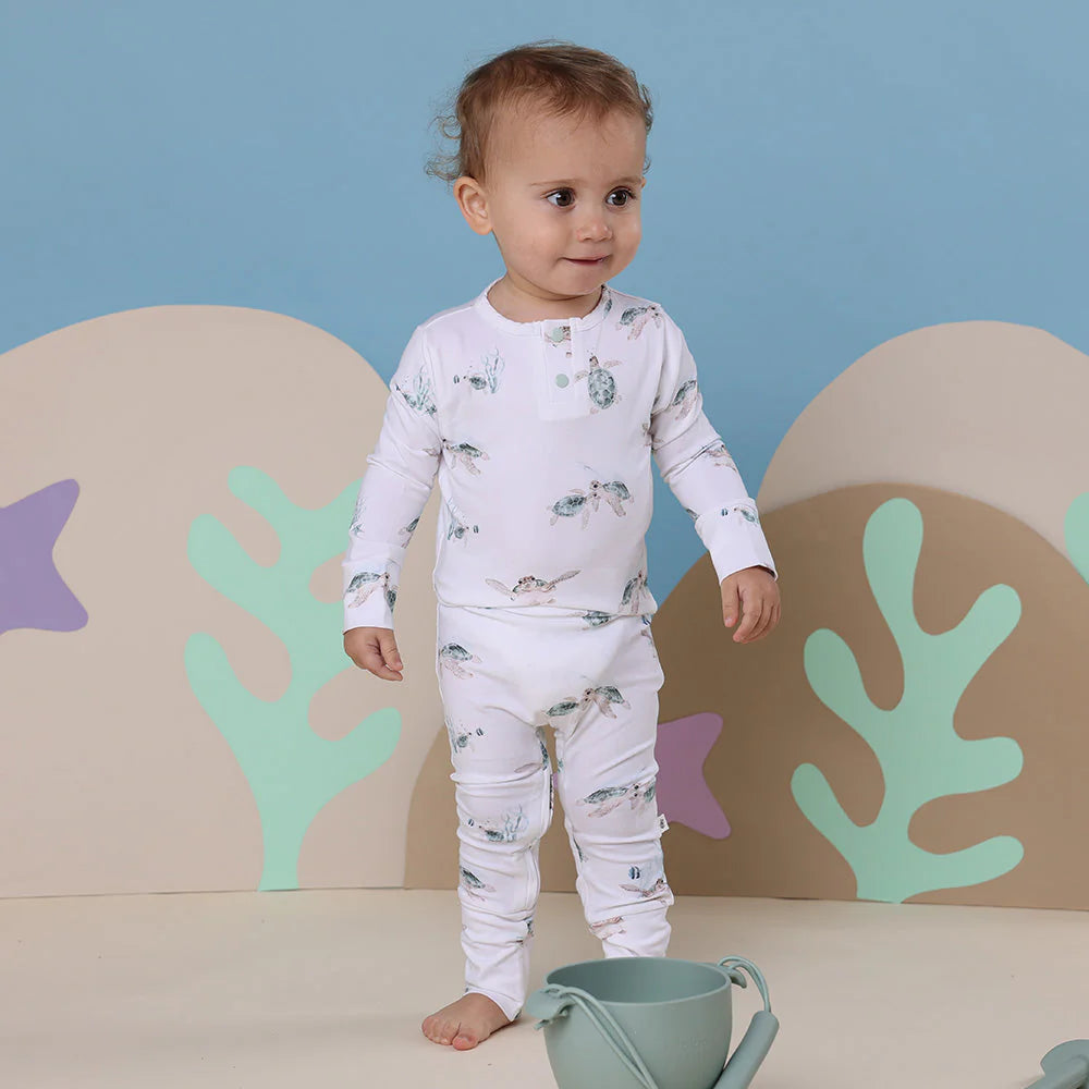 Organic Baby Grow Suit - Snuggle Hunny Soft Cotton Turtle Print Bodysuit for Newborns & Infants | Perfect for Playtime, Naptime & Photo Shoots