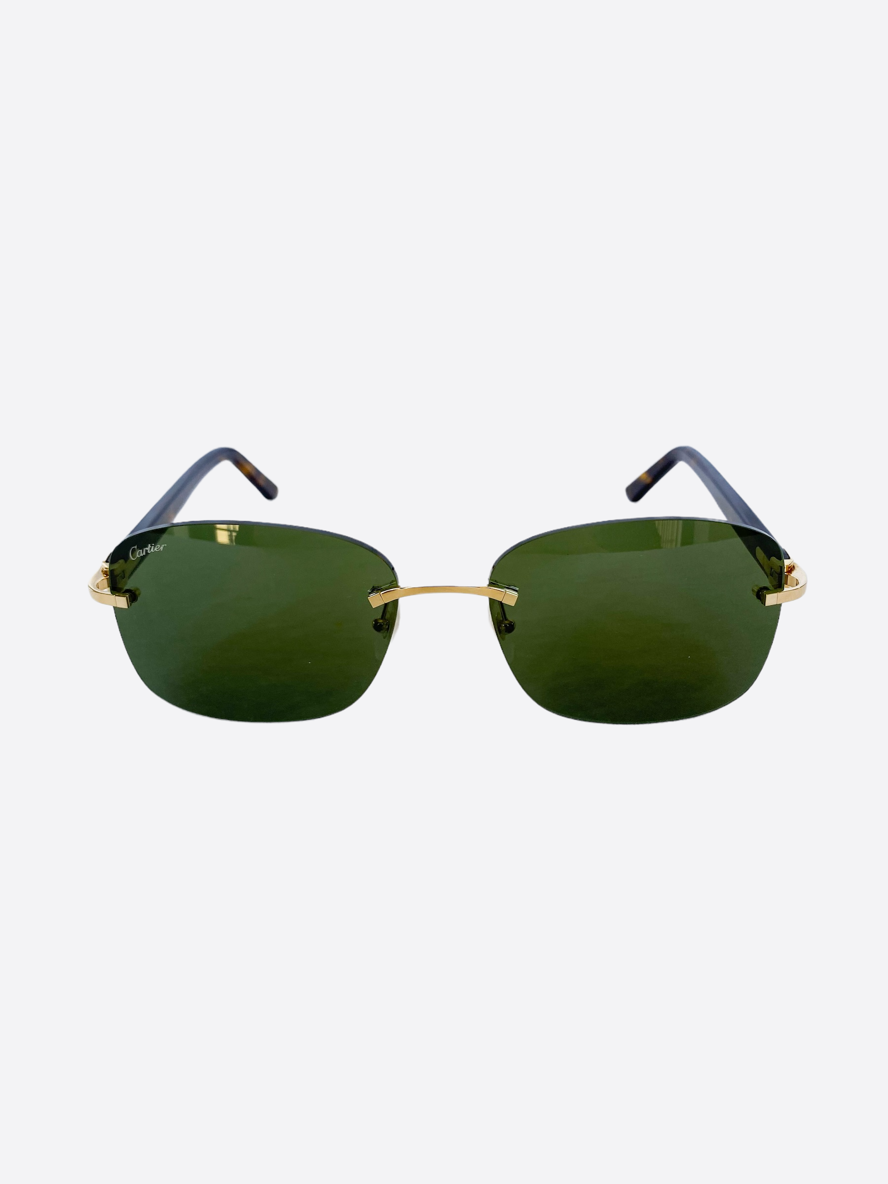 Cartier Green Lens Havana Frame Sunglasses for Men & Women - Luxury Designer Shades for Beach, Driving & Outdoor Fashion