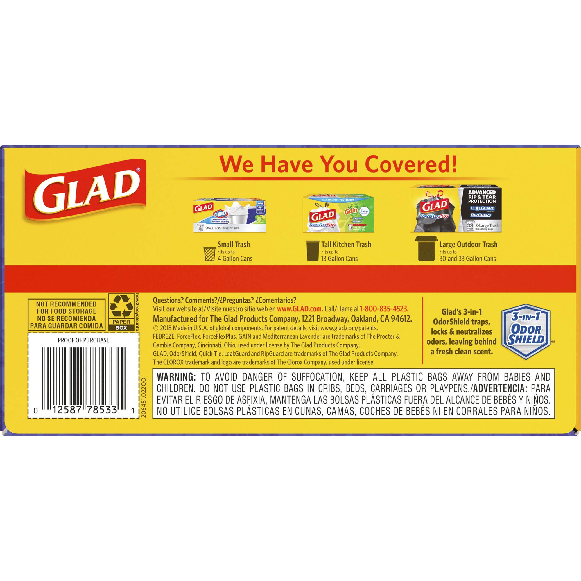 Glad OdorShield Tall Kitchen Drawstring Trash Bags - 13 Gallon, 80 Count, Strong Leakproof Garbage Bags for Home, Office & Outdoor Use