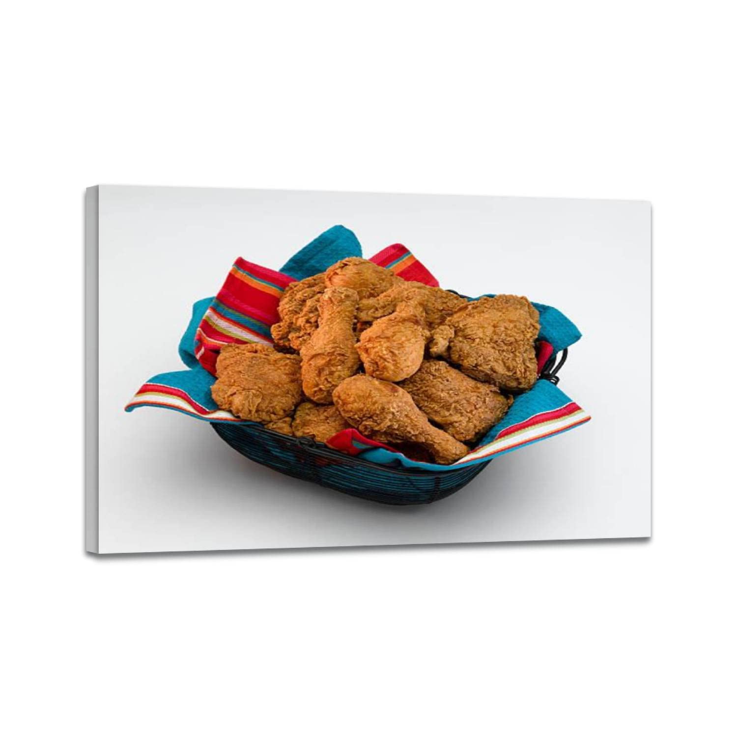 Fried Chicken Wall Art Canvas Painting - Framed Kitchen & Dining Room Decor for Bedroom, Living Room, Home Office | Perfect for Food Lovers & Restaurant Style Interior Design