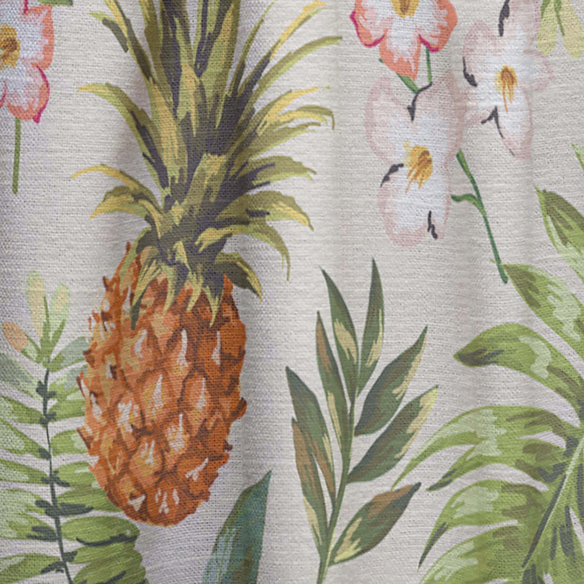 DesignQ Thermal Insulated Curtains - Jungle Pineapple Red Flower Pattern for Bedroom & Living Room - 52x63 Inch Single Panel Window Drapes - Perfect for Home Decor, Privacy & Energy Saving
