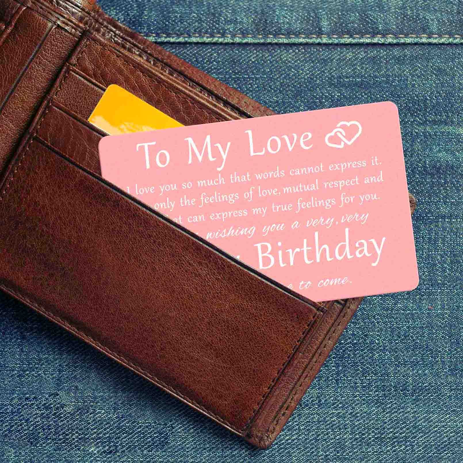 TGCNQ Personalized Engraved Birthday Card for Wife & Girlfriend - Romantic Love Message Wallet Gift for Anniversary, Valentine's Day - Perfect for Couples & Special Occasions