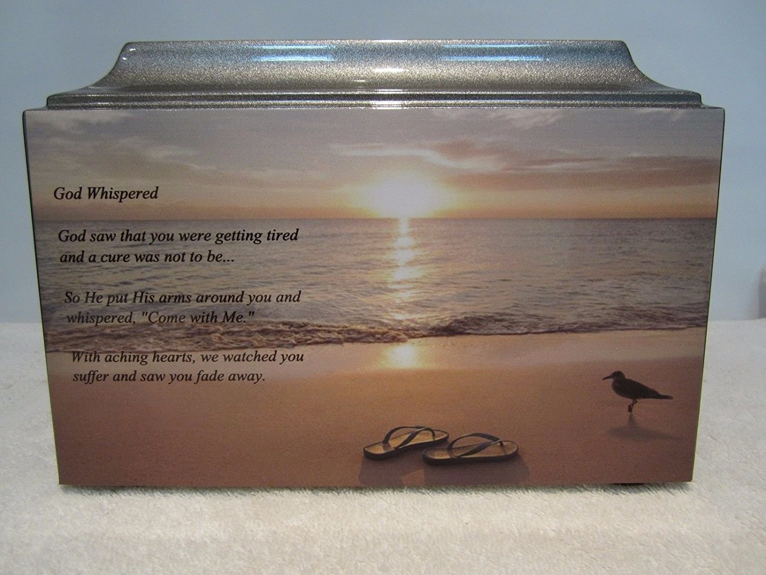 611 Funeral Memorial Adult Cremation Urn with Bible Verse - Elegant Beach Design for Ashes Keepsake | Perfect for Home Memorial, Church Services & Funeral Ceremonies