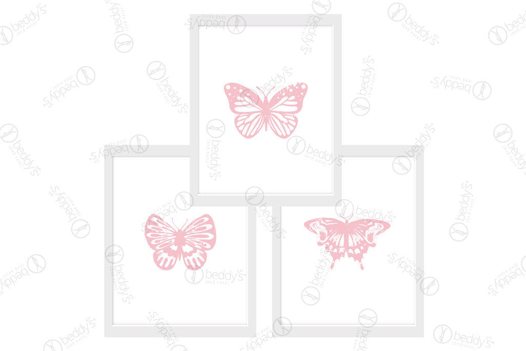 Flutterby Artwork Digital Download - Set of 3 Printable Butterfly Wall Decor for Home, Nursery & Office Decorations
