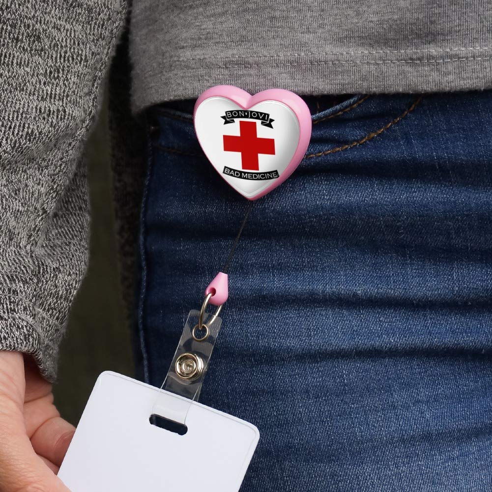 Bon Jovi Bad Medicine Heart Retractable Lanyard with ID Card Holder - Perfect for Concerts, Work & Events | Rock Music Fan Accessory