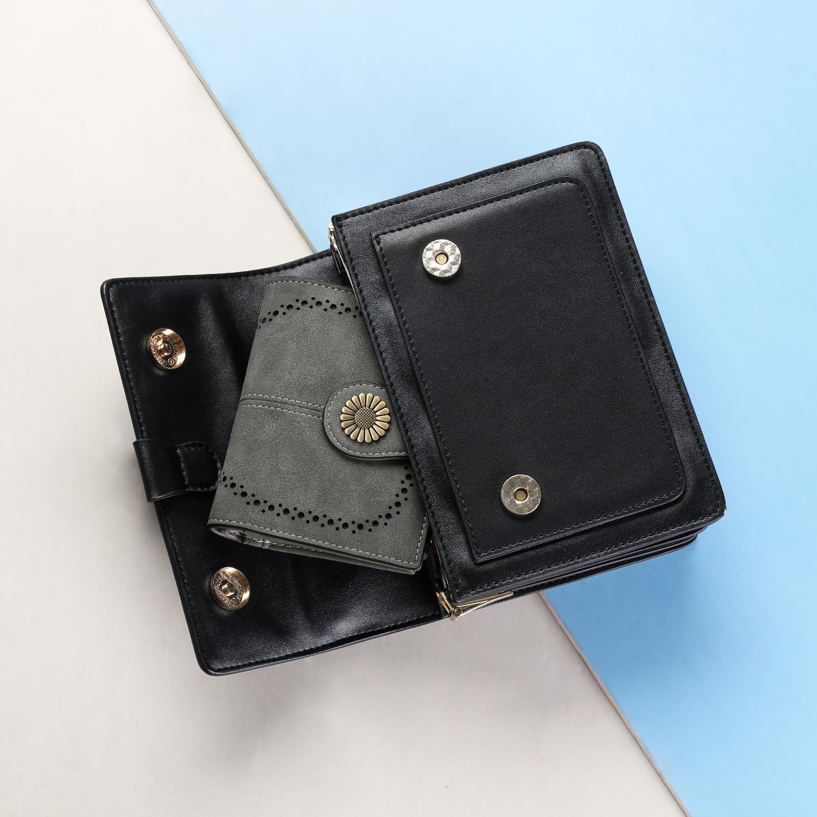 SENDEFN RFID Blocking Leather Wallet for Women - Slim Bifold Card Holder with ID Window for Travel & Daily Use