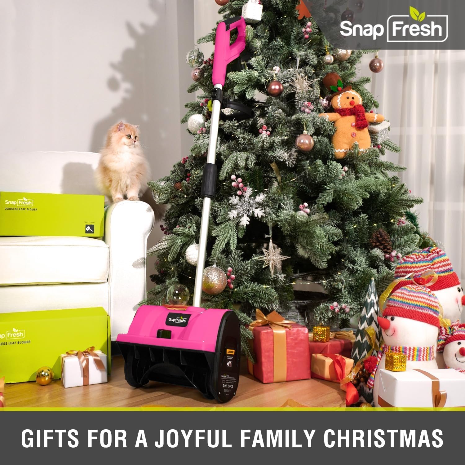 SnapFresh 20V Cordless Snow Shovel - 12 Inch Electric Snow Removal Tool with 4000mAh Rechargeable Battery & Fast Charger (Pink) - Perfect for Driveways, Sidewalks & Small Areas