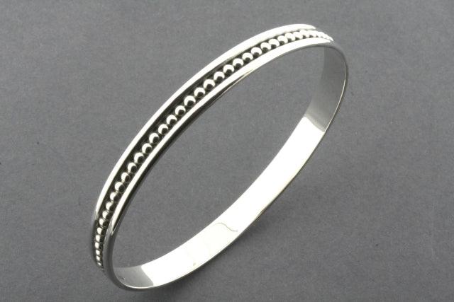 Mini Beaded Edge Bangle Bracelet - Sterling Silver Jewelry for Women, Elegant & Dainty Accessory for Everyday Wear or Special Occasions